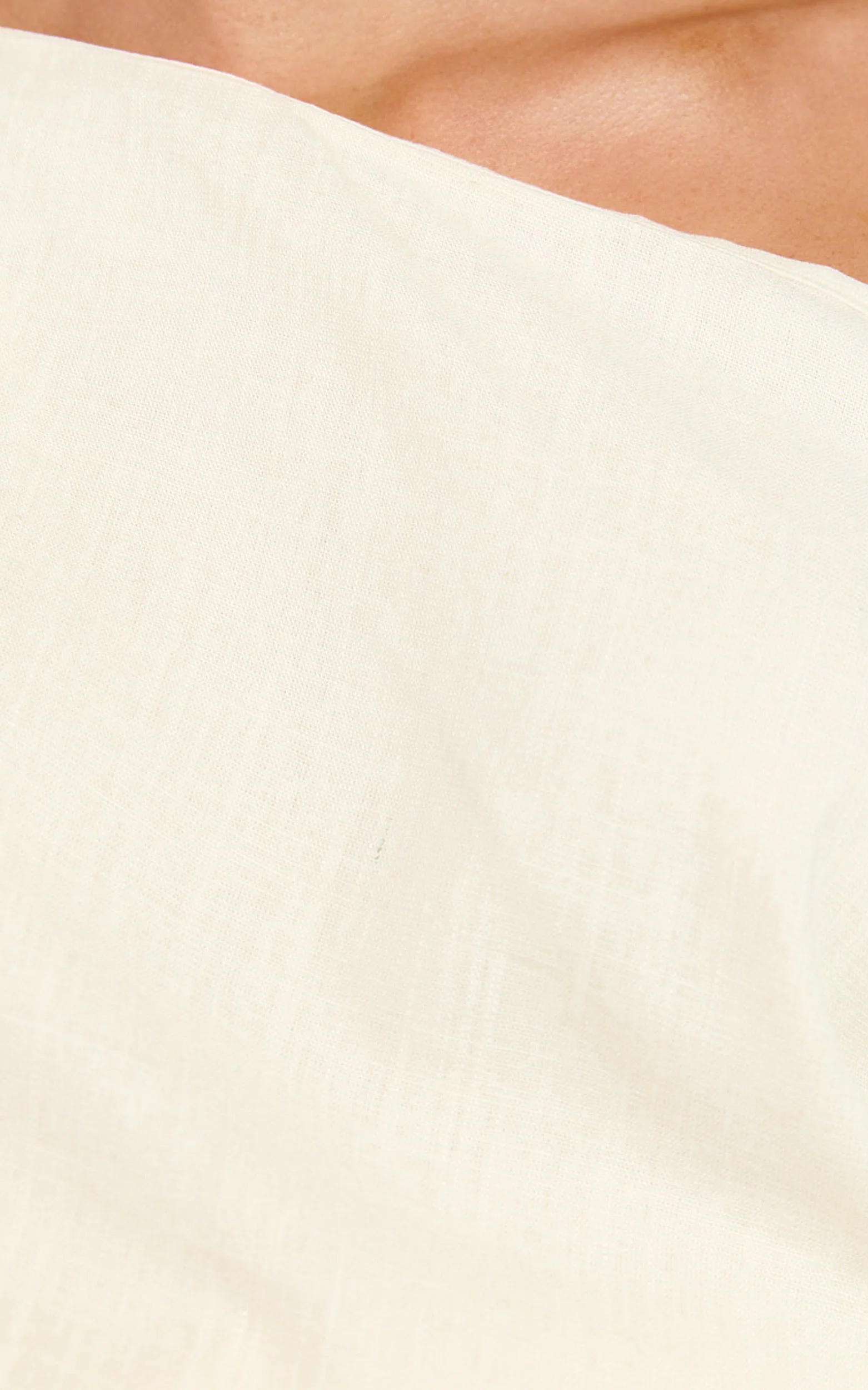 Collins Linen Blend Top - Draped Asymmetrical Neckline Top in Stone