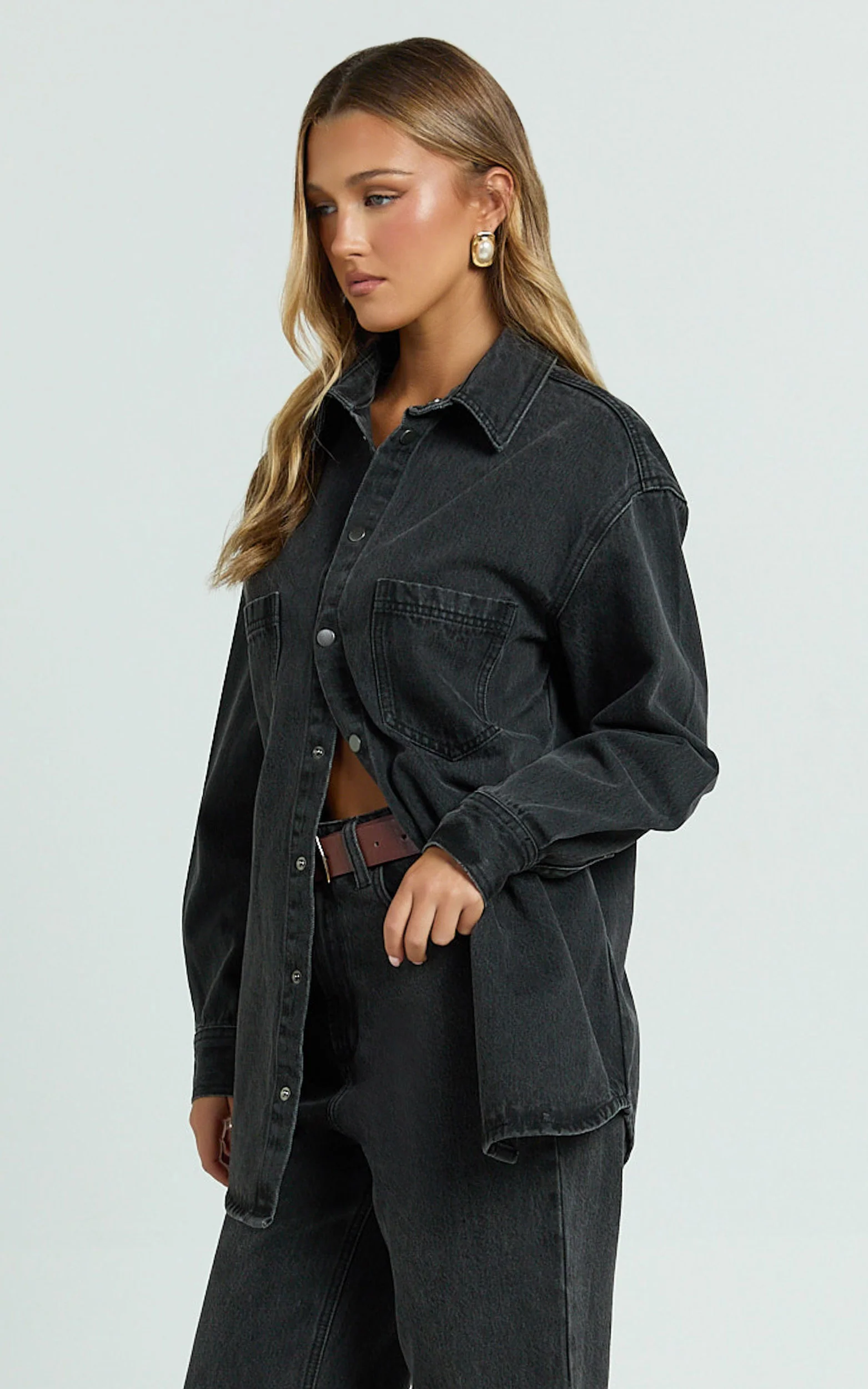 Faharra Shirt - Recycled Cotton Denim Shirt in Black