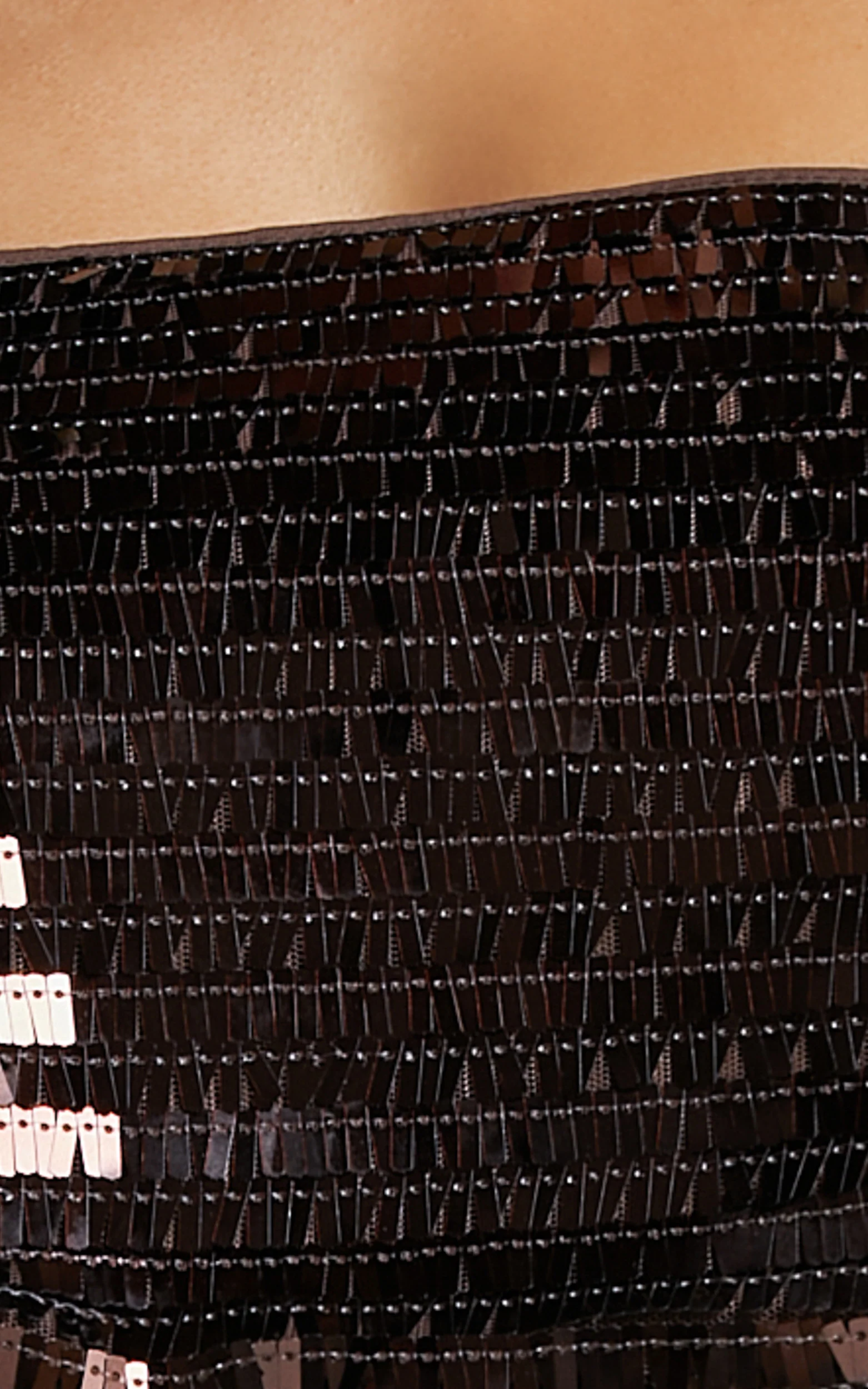 Barlyn Crop Top - Square Neck Crop Flat Sequin Top in Chocolate