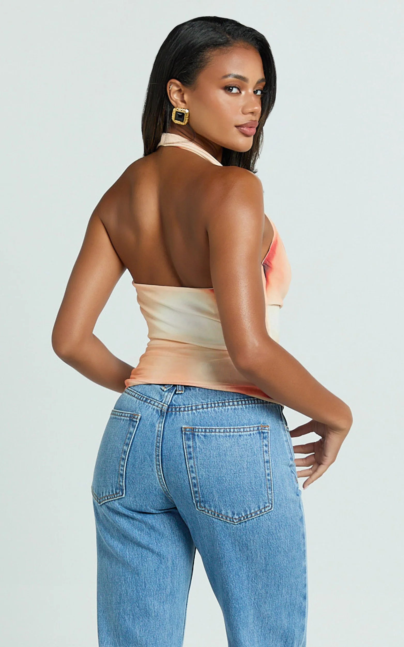 Nicole Top - Cowl Neck Halter Top in Multi