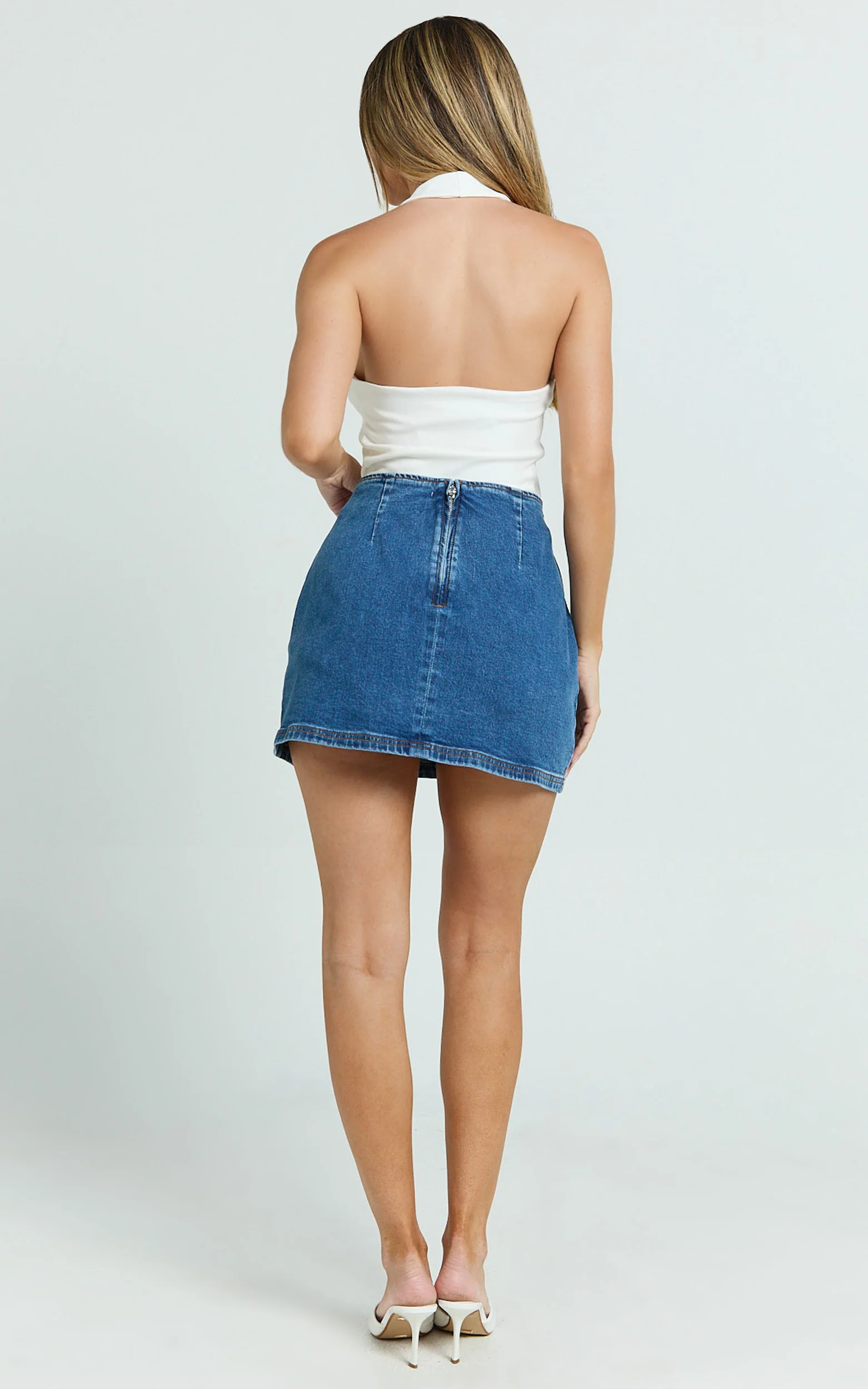 Rachel Top - Halter Fitted Top in Ivory