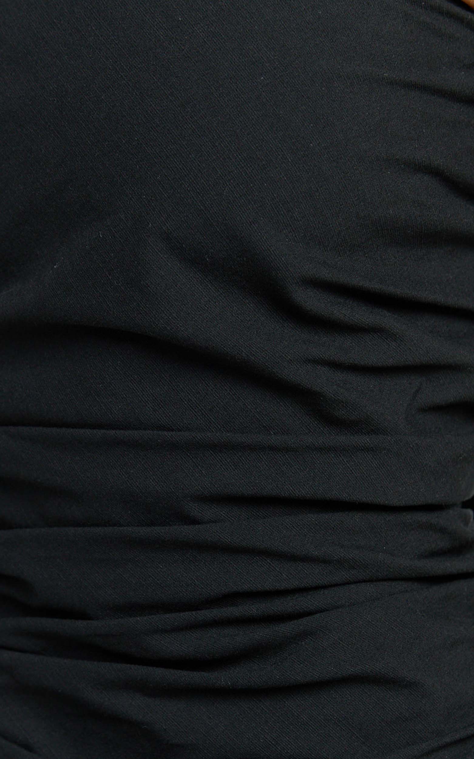 Stella Top - Linen Look Asymmetric Halter Top in Black