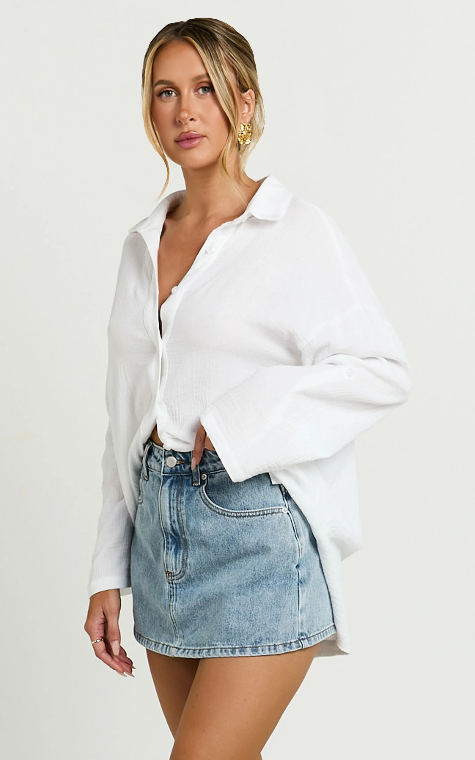 Ronaele Shirt - Collared Basic Shirt in White