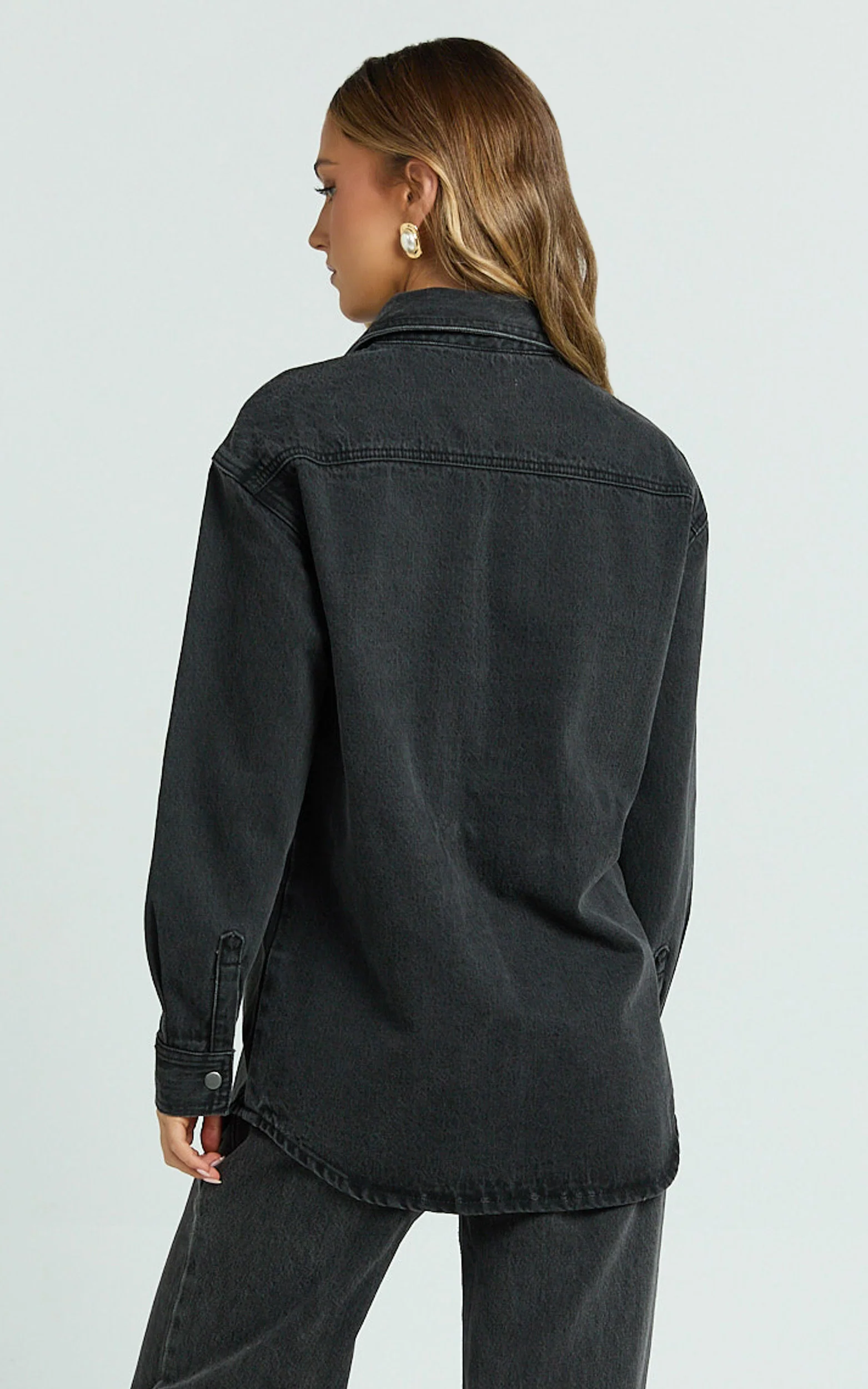 Faharra Shirt - Recycled Cotton Denim Shirt in Black