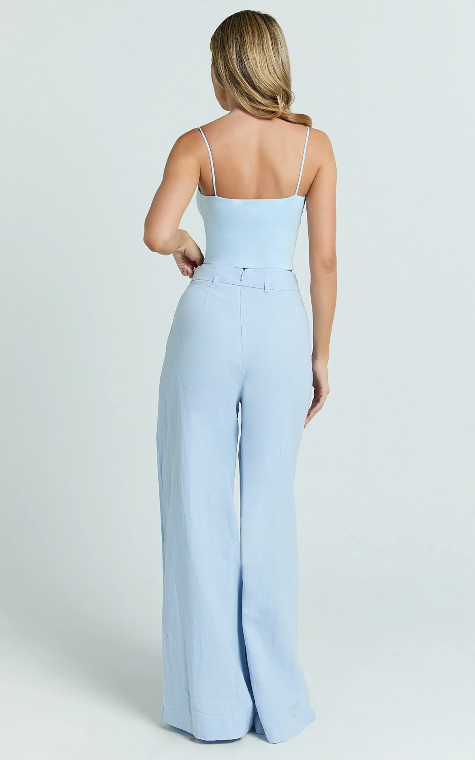 Delphine Top - Strap Straight Neck Top in Baby Blue