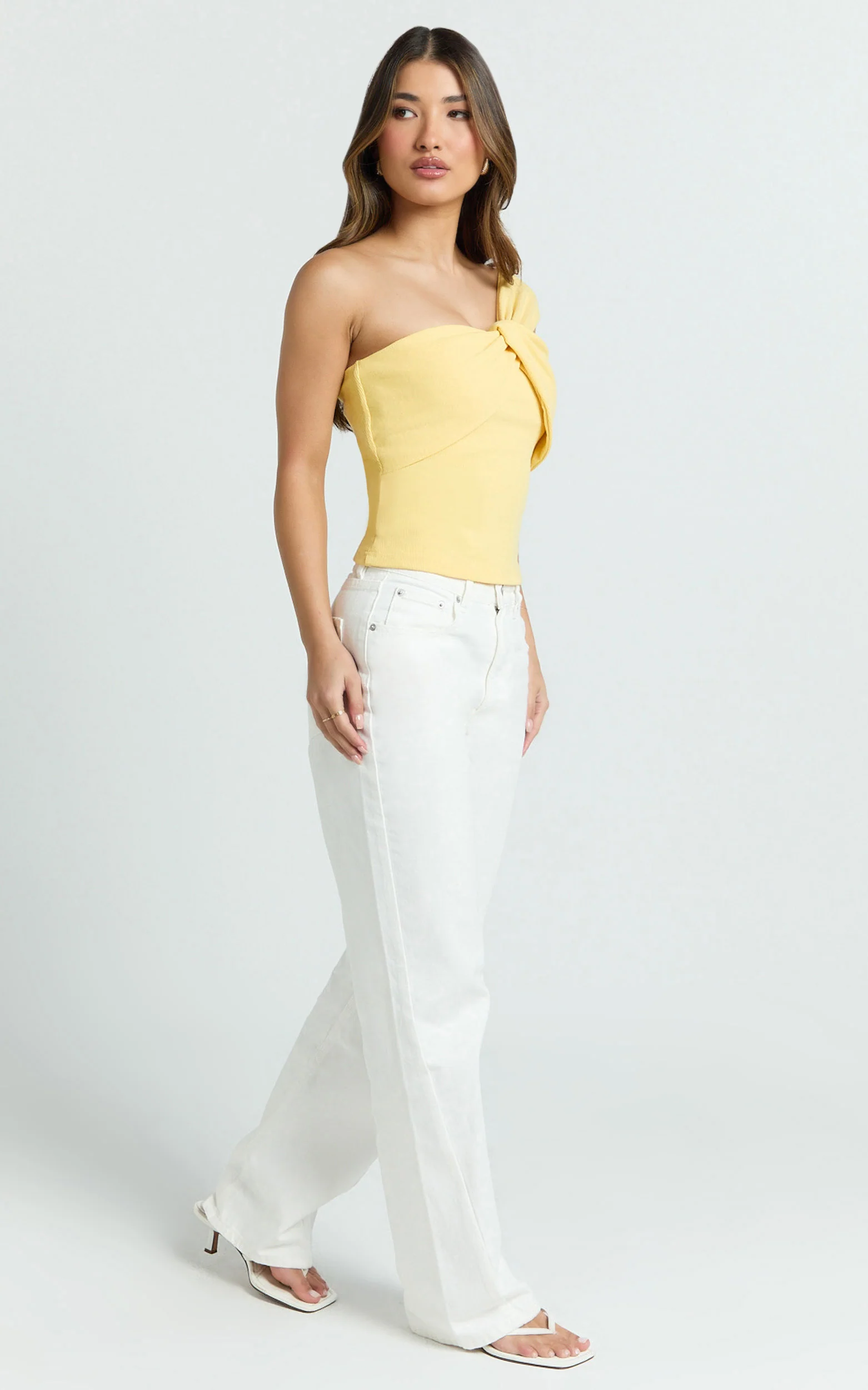 Maura Top - One Shoulder Twist Top in Lemon