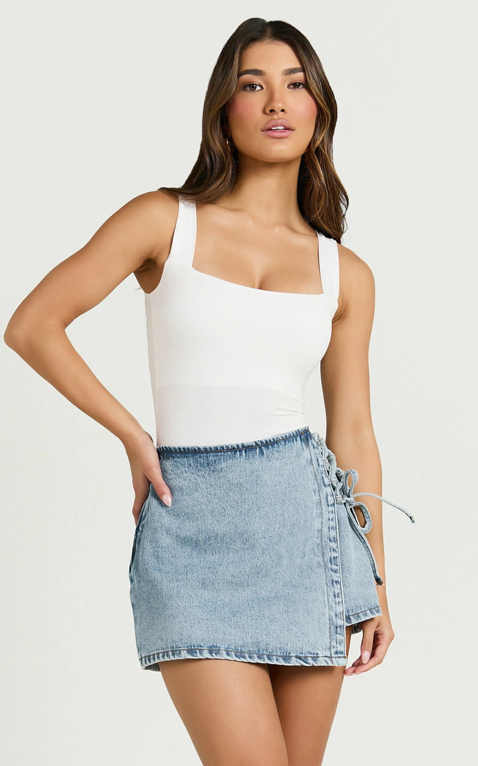 Off My Back Bodysuit - Square Neck Bodysuit in White