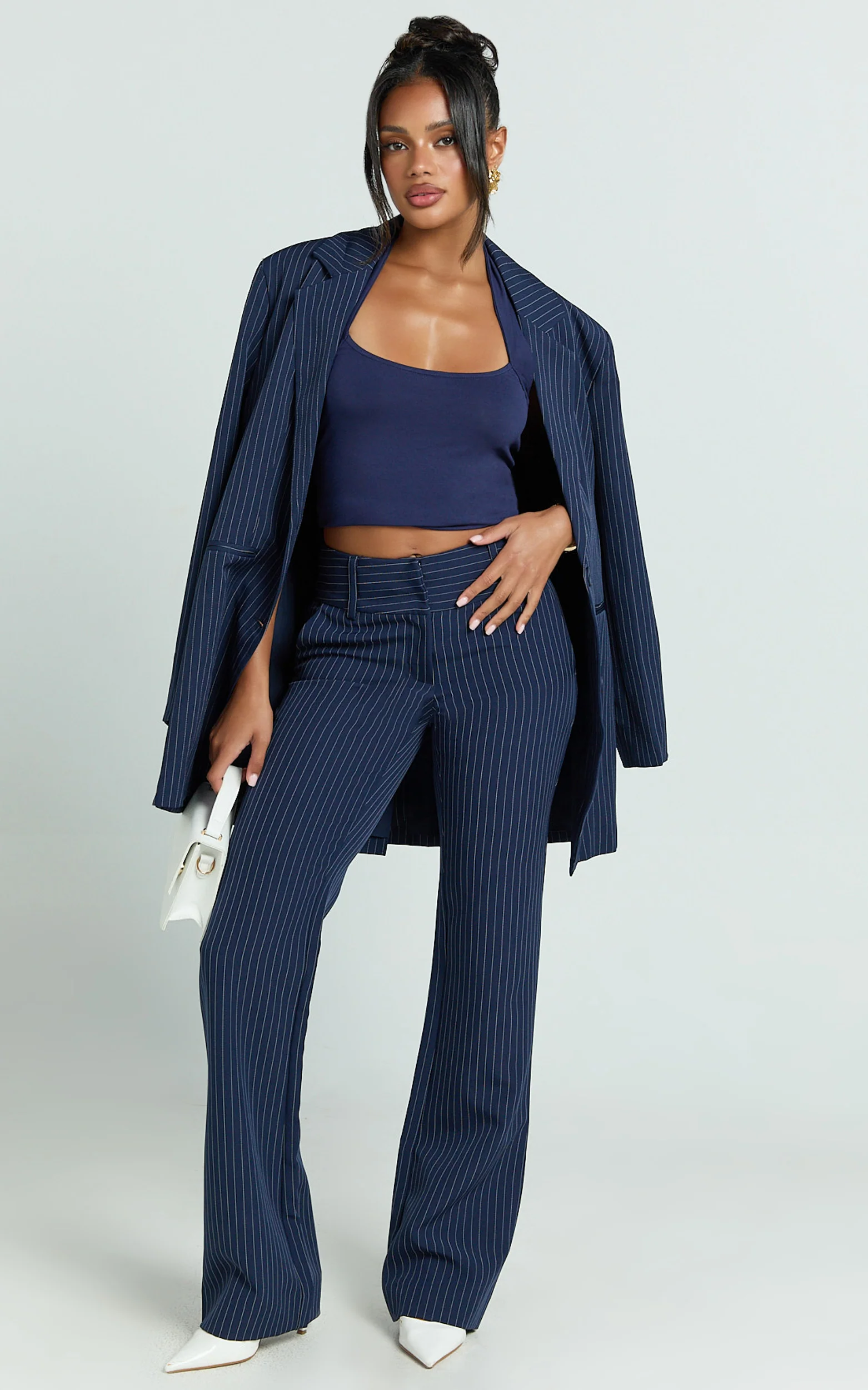 Dexter Top - Jersey Halter Crop Top in Navy