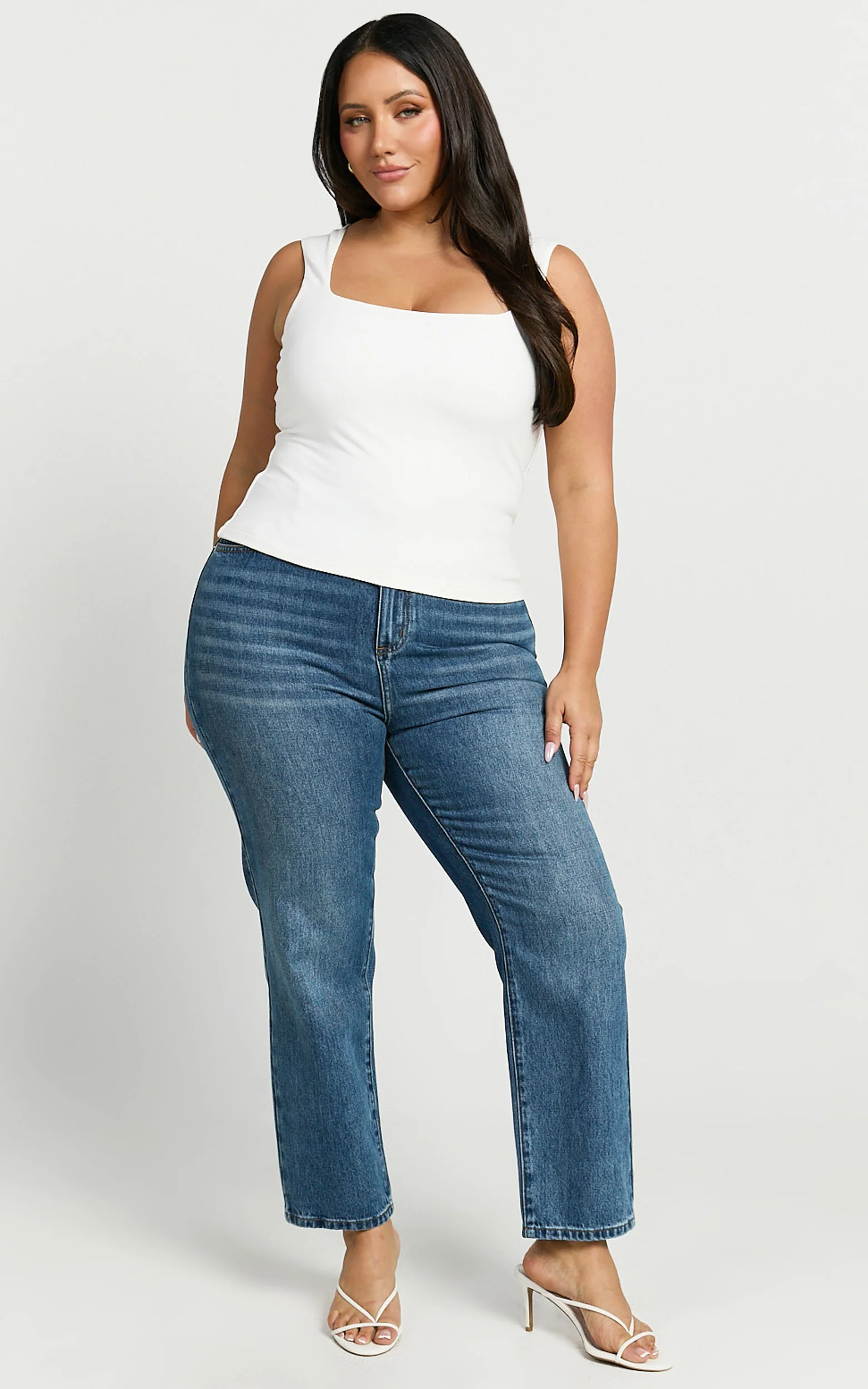 Ophelia Top - Square Neck Jersey Top in Off White