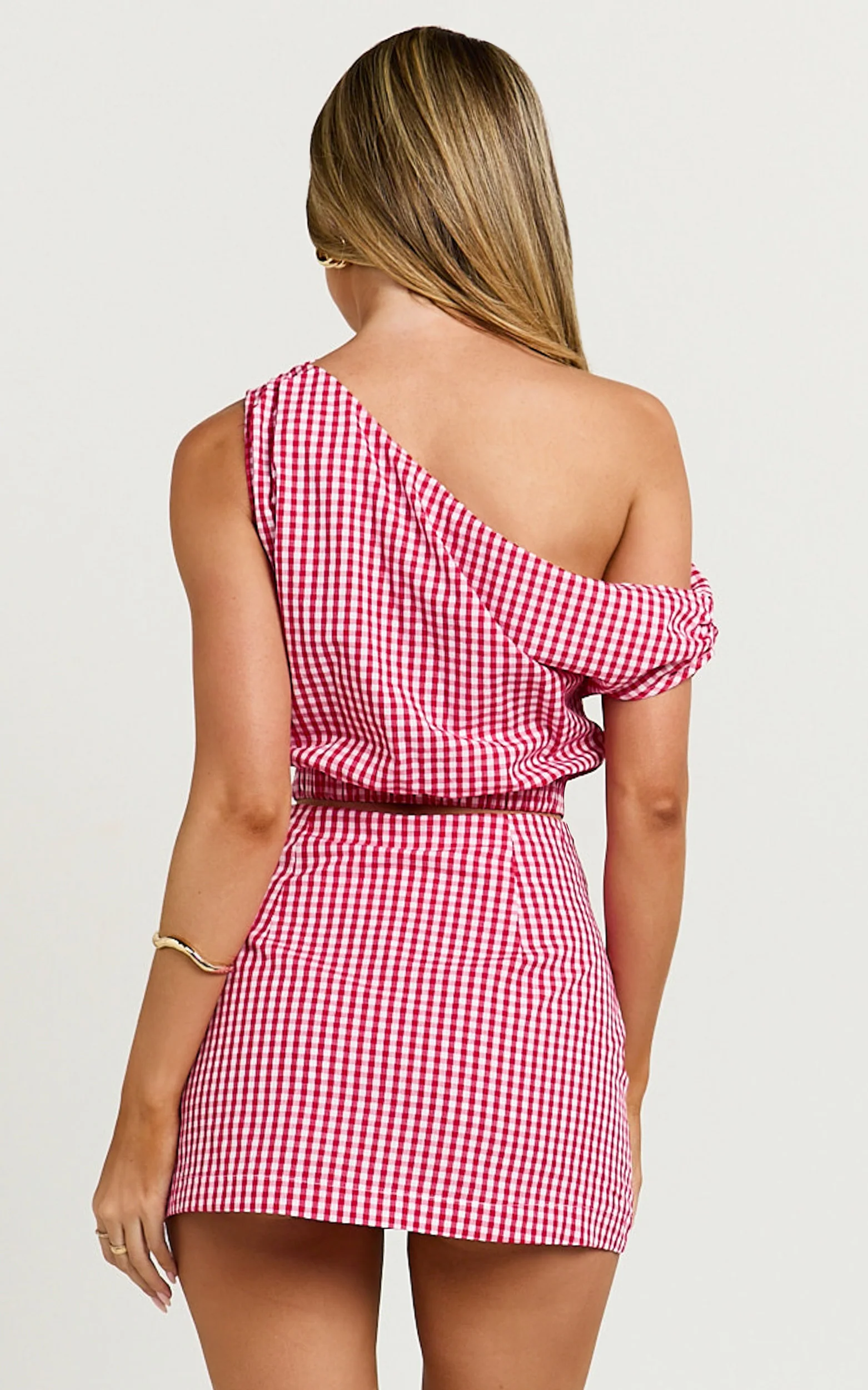 Margie Top - Off The Shoulder Top in Red Gingham
