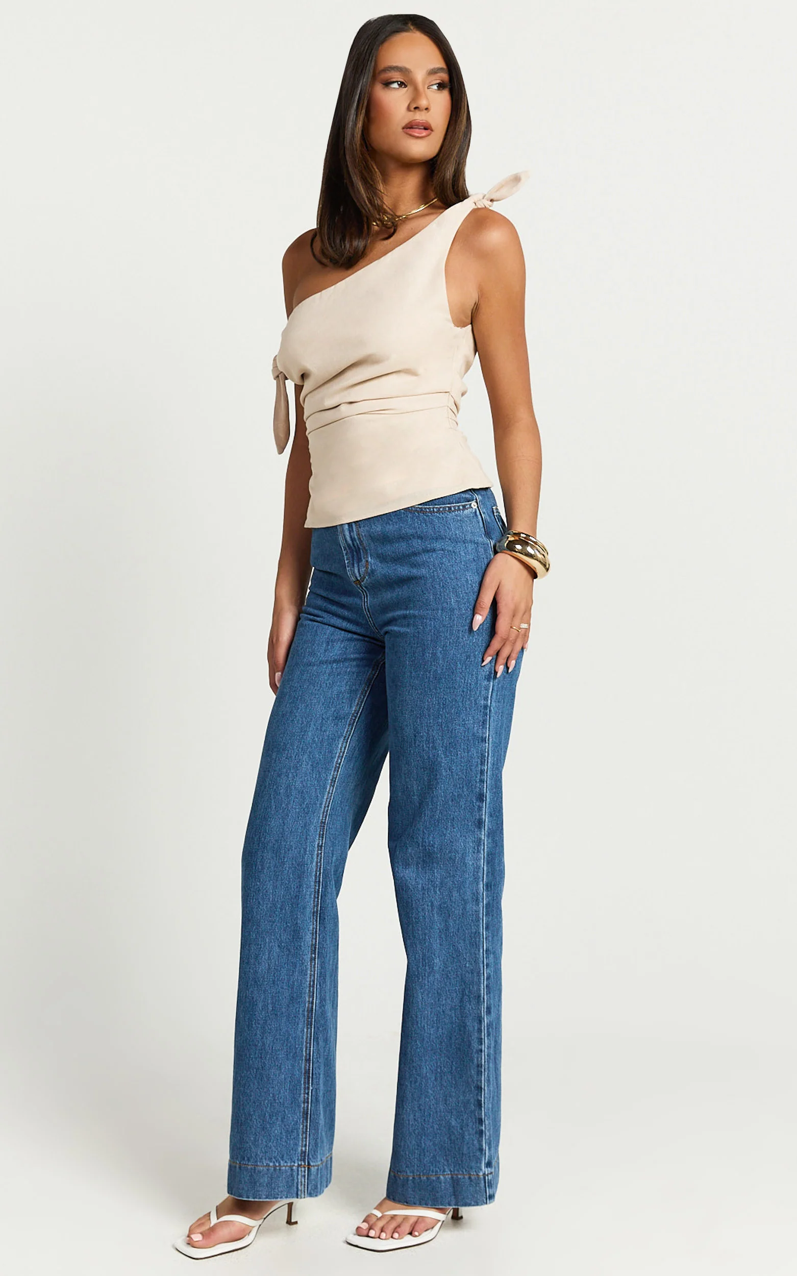 Ivy Top - Linen Off Shoulder Tie Top in Oatmeal