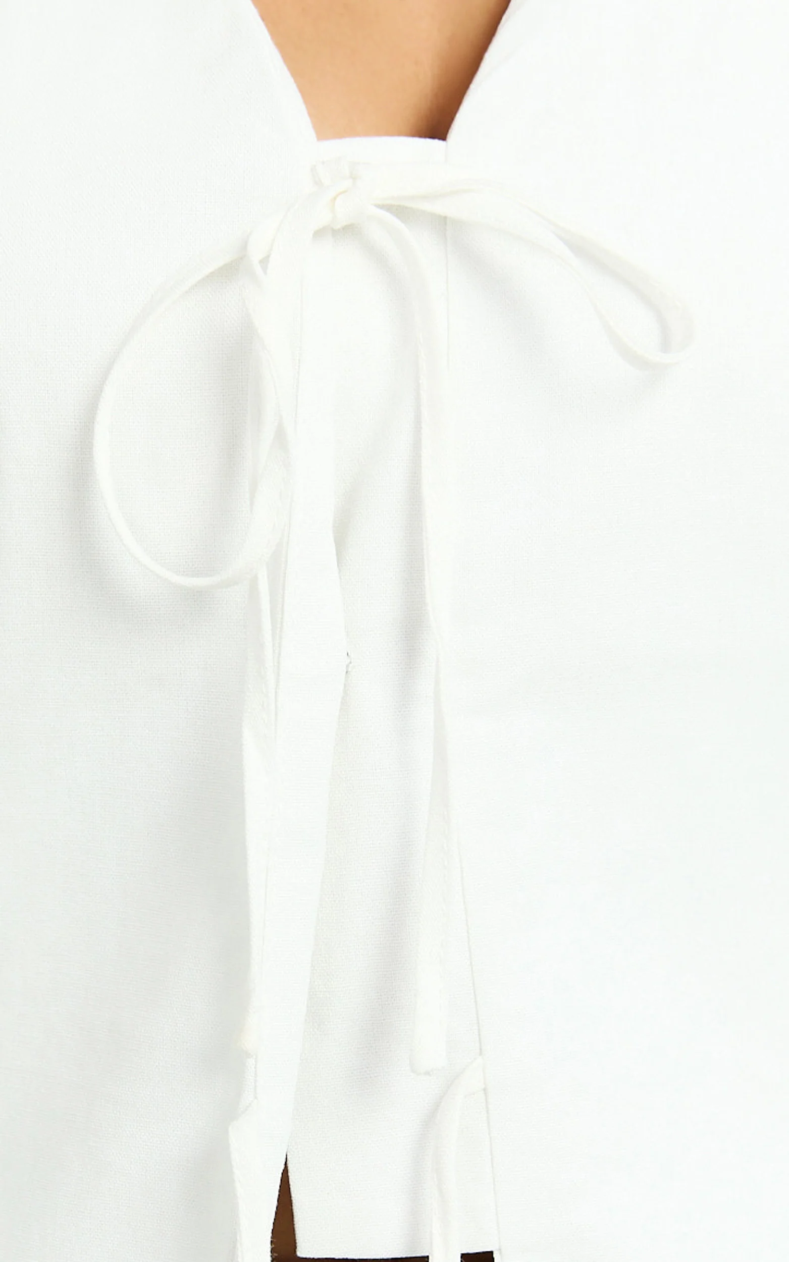 Katia Top - Tie Front V Neck Top in White