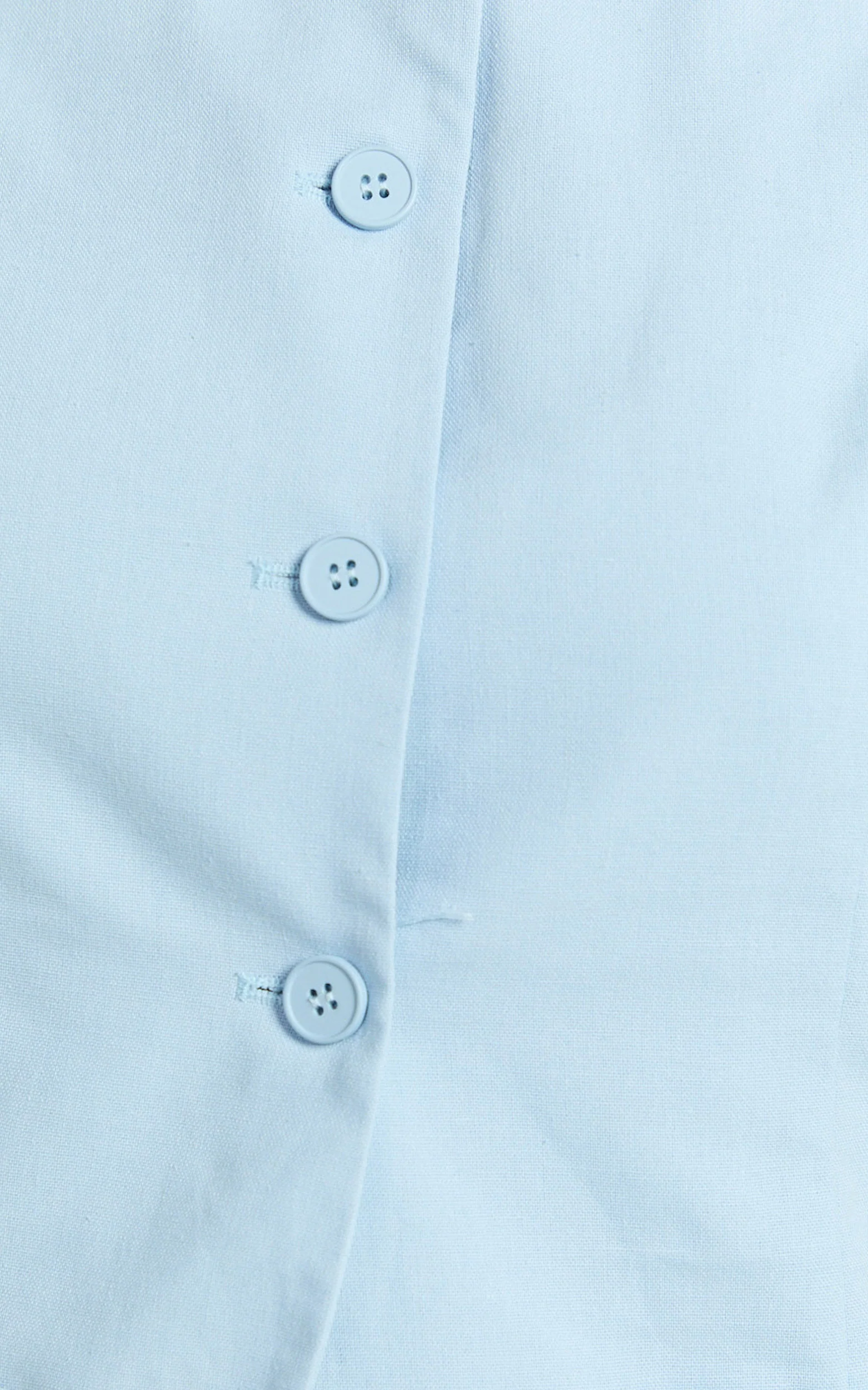 Nicolina Top - Linen Scoop Neck Button Down Vest Top in Pale Blue