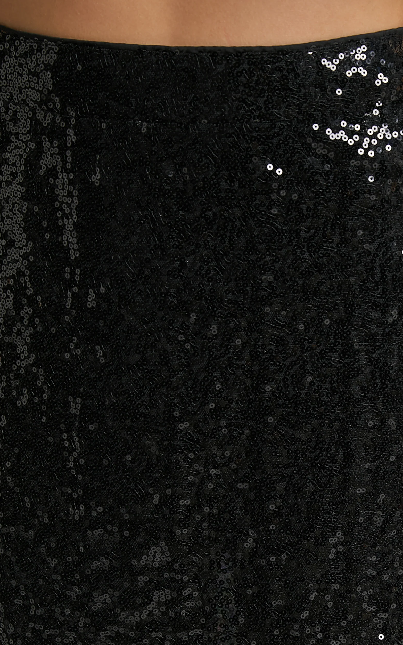 Elswyth Top - Strappy Sequin Crop Cami Top in Black Sequin