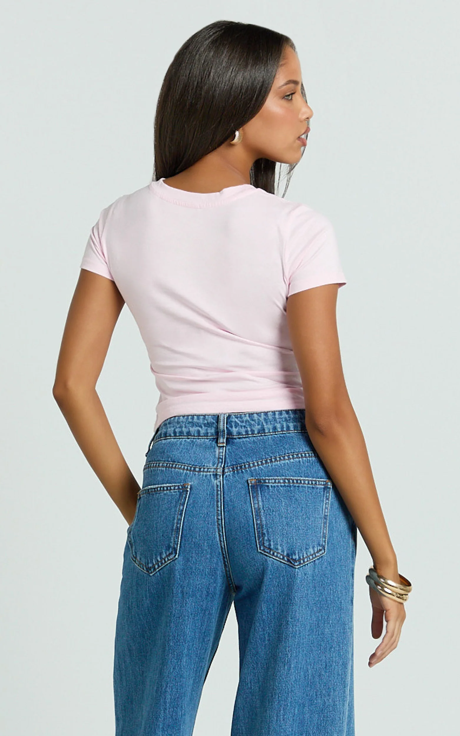 Georgina Top - Crew Neck Short Sleeve Baby Tee in Baby Pink