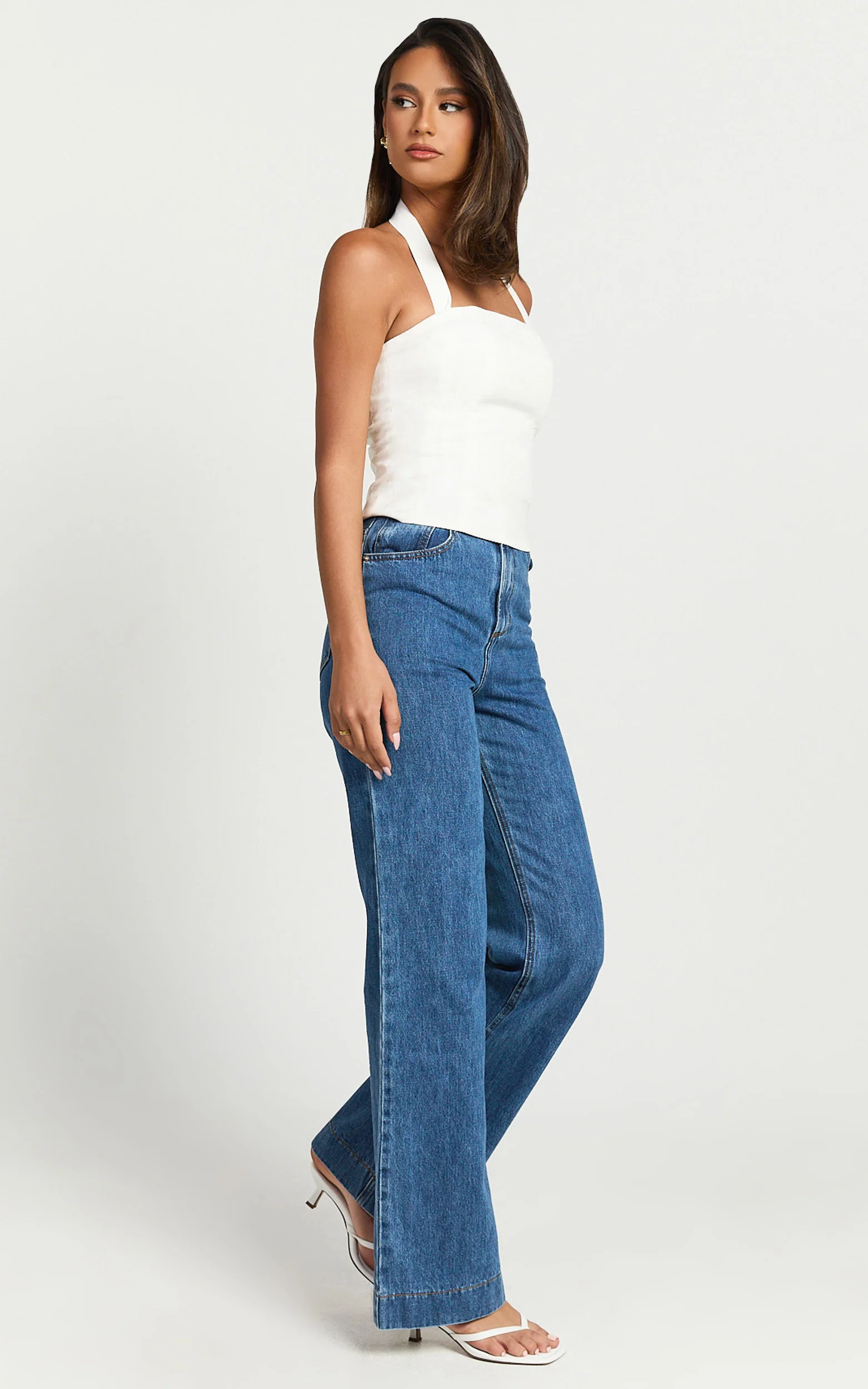 Mercy Top - Linen Square Neck Halter Top in White