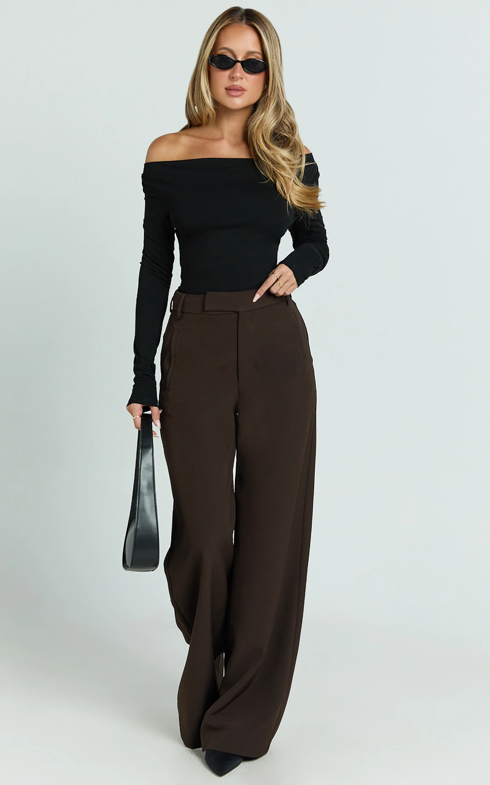 Tisdale Top - Boat Neck Long Sleeve Top in Black