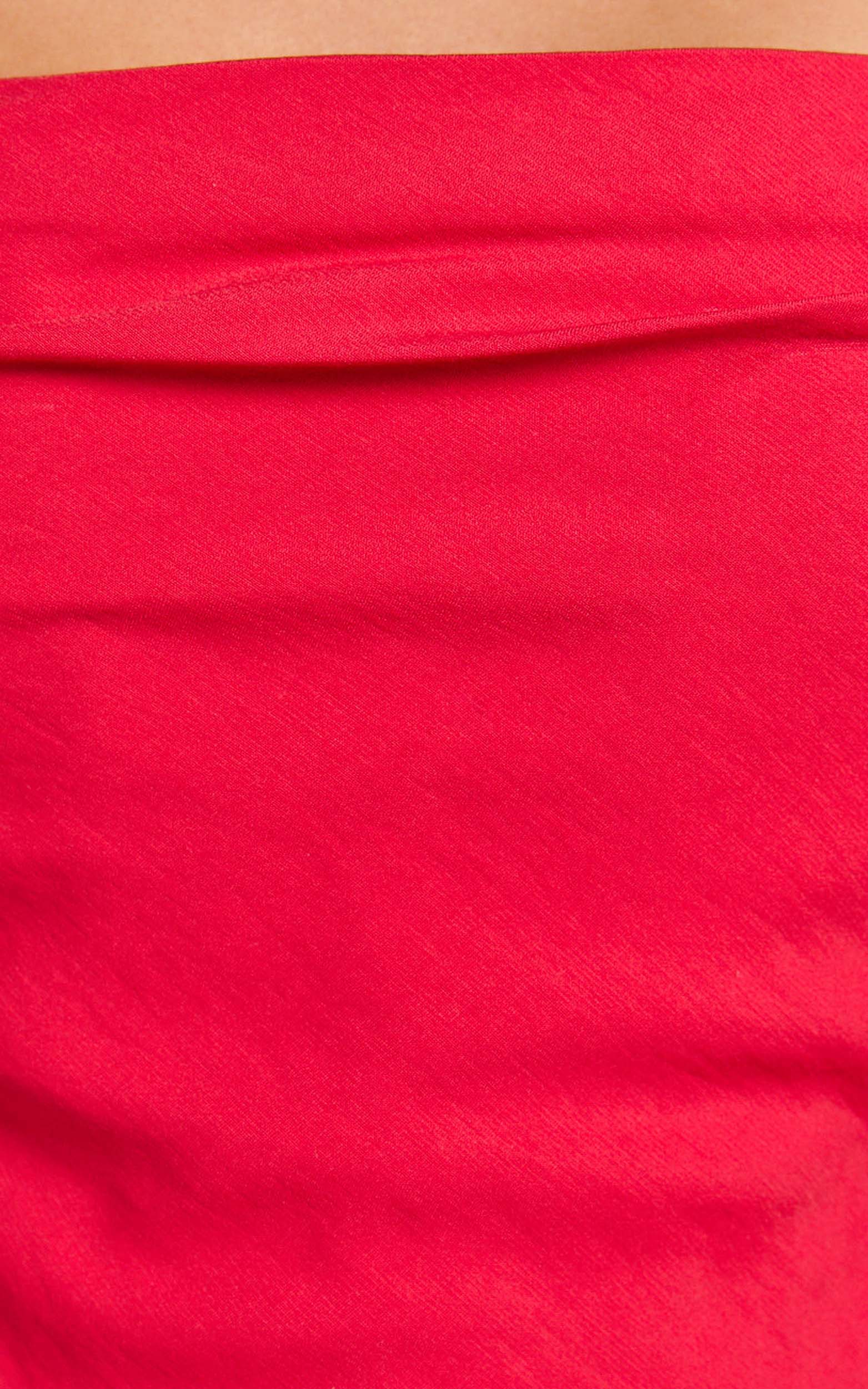 Marcelle Top - Strapless Cowl Corset Satin Top in Red