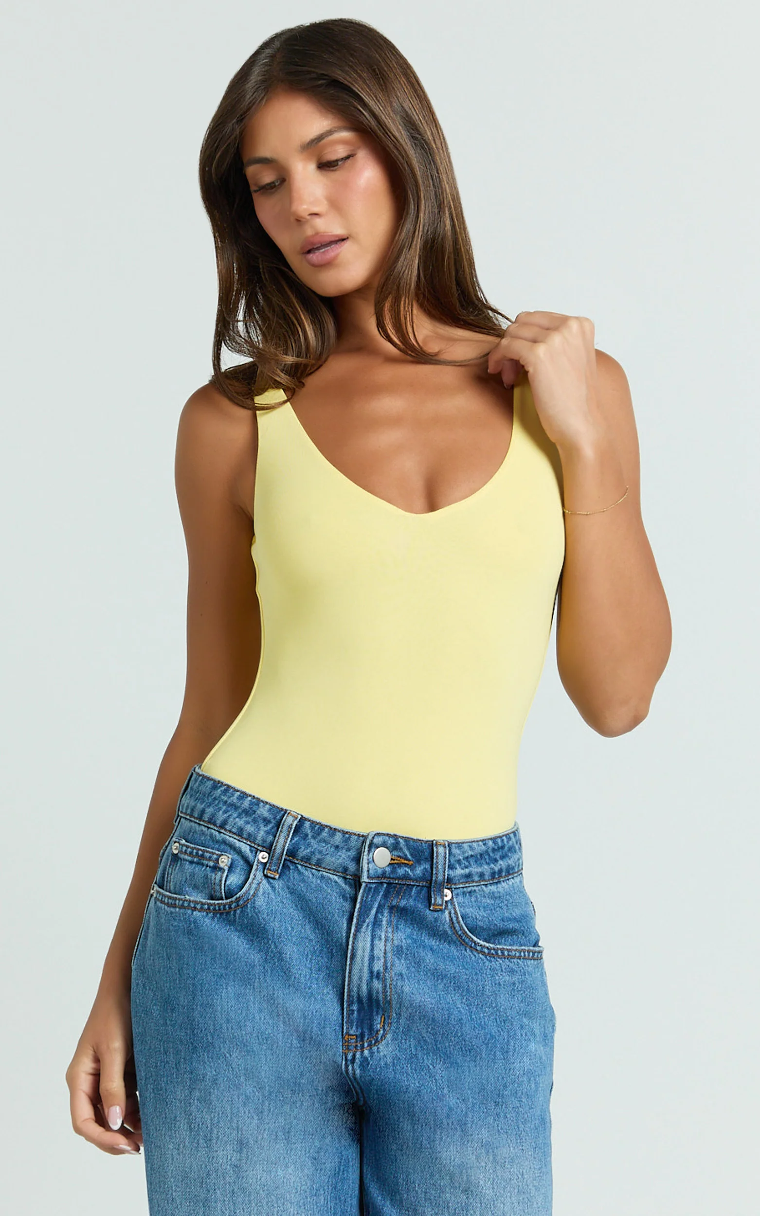 Jamie Bodysuit - V Neck Bodysuit in Lemon