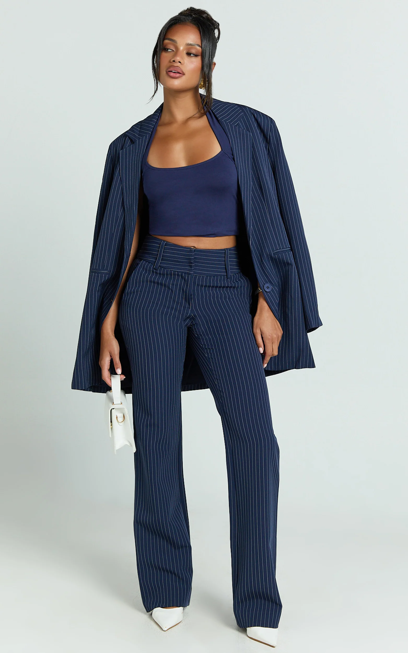 Dexter Top - Jersey Halter Crop Top in Navy