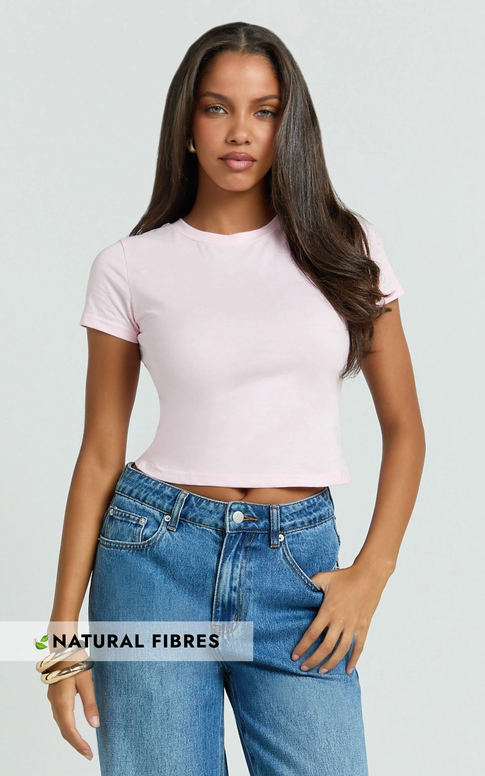 Georgina Top - Crew Neck Short Sleeve Baby Tee in Baby Pink