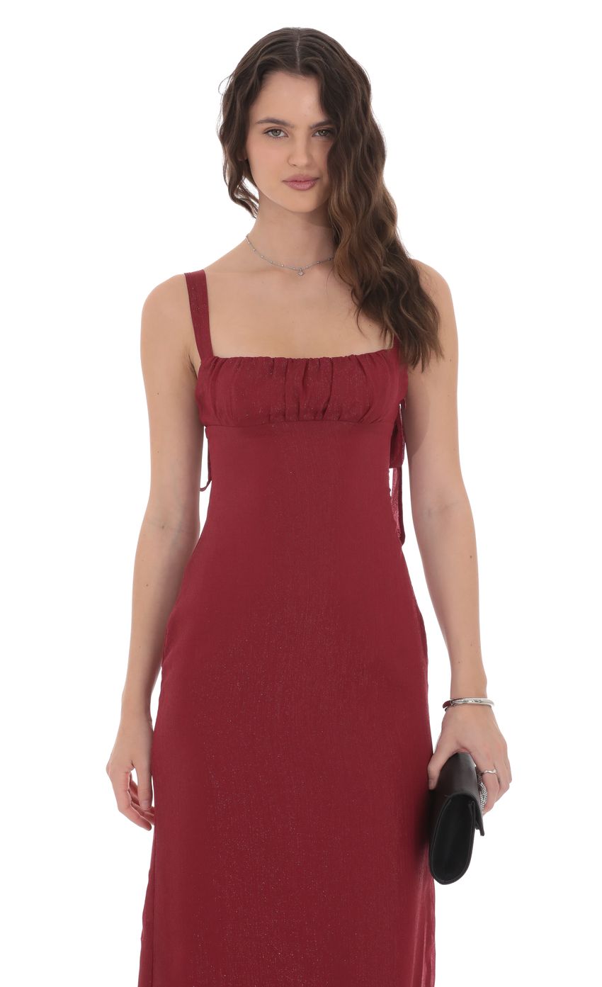 Shimmer Empire Waist Maxi Dress in Maroon