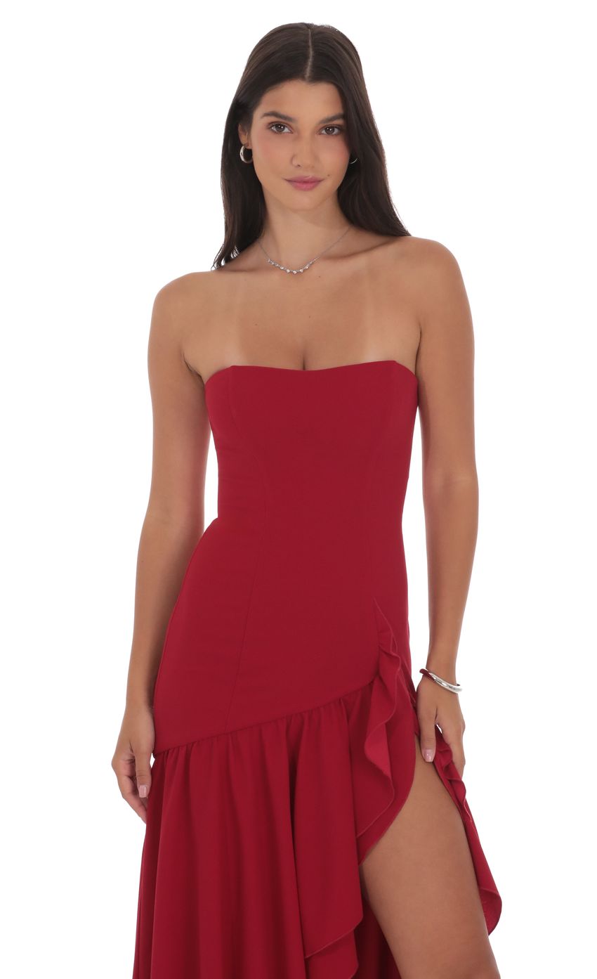 Fishtail Strapless Corset Maxi Dress in Wine