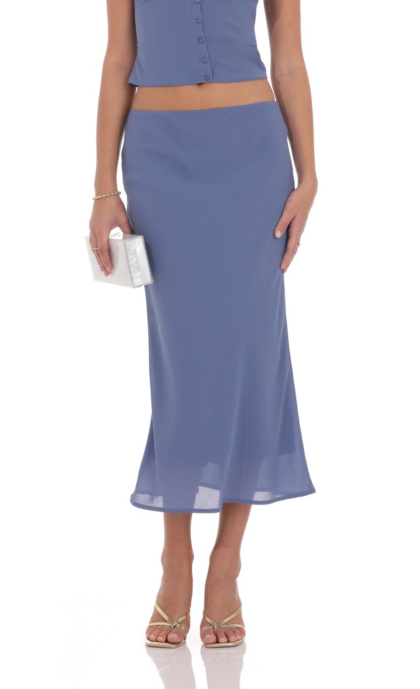 Chiffon Midi Skirt in Powder Blue