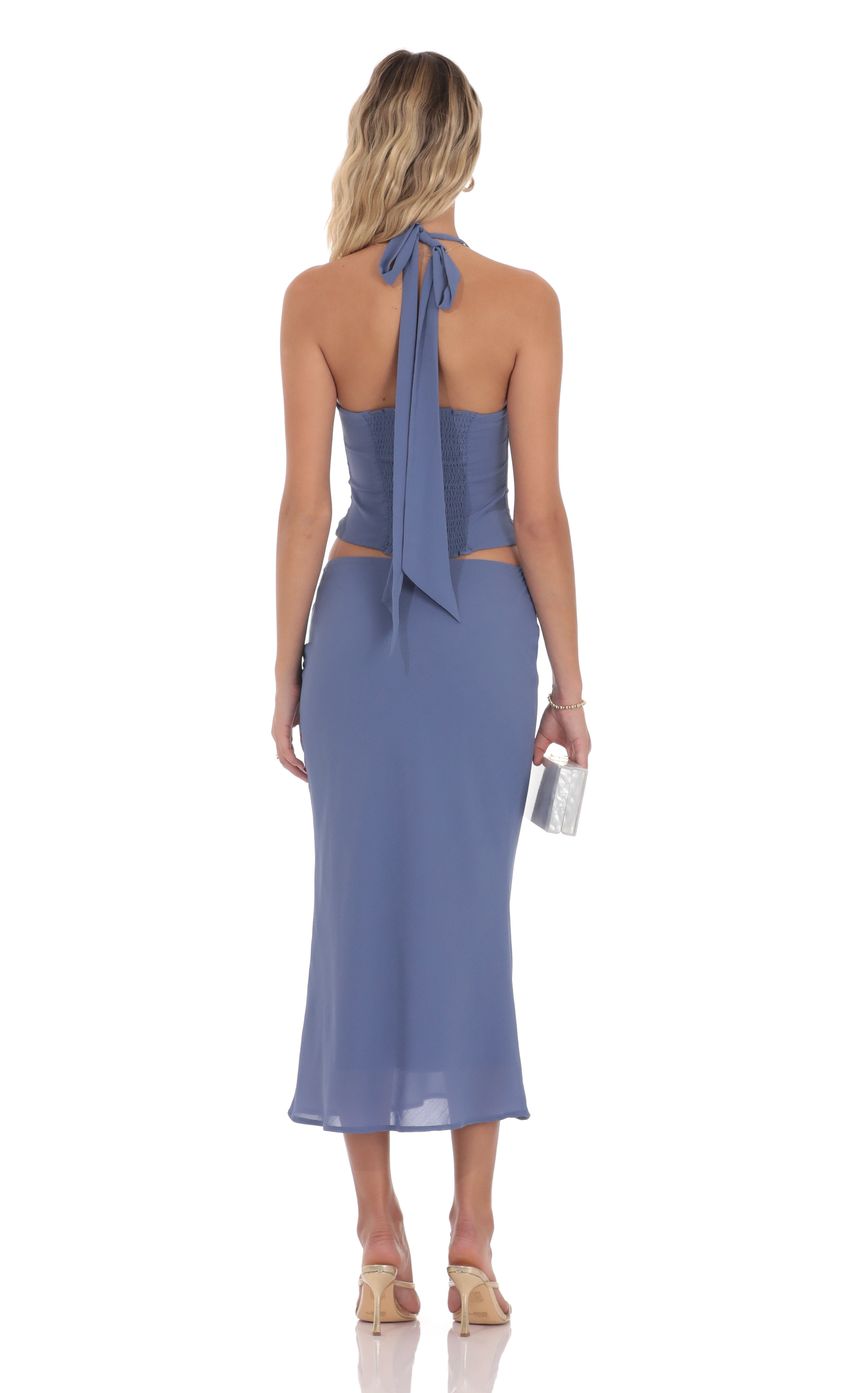 Chiffon Midi Skirt in Powder Blue