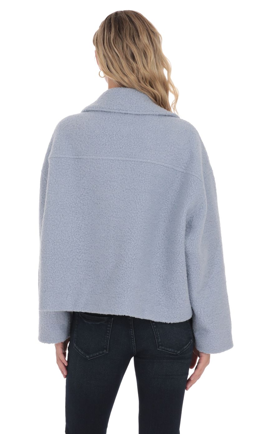 Sherpa Zip-Up Jacket in Light Blue