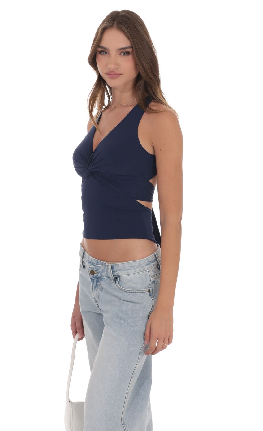 Twist Cross Back Top in Navy