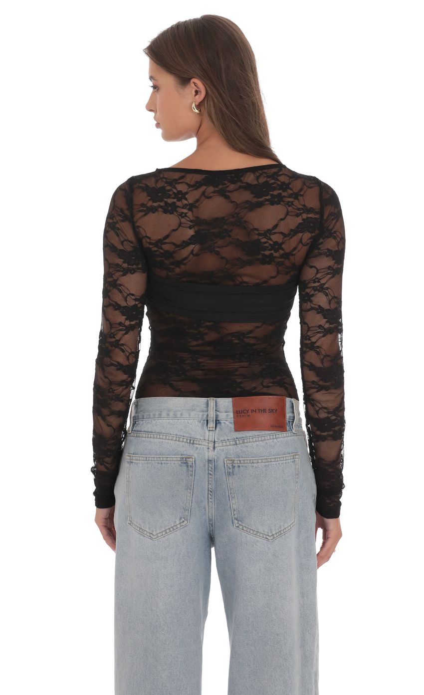 Sheer Lace Top in Black