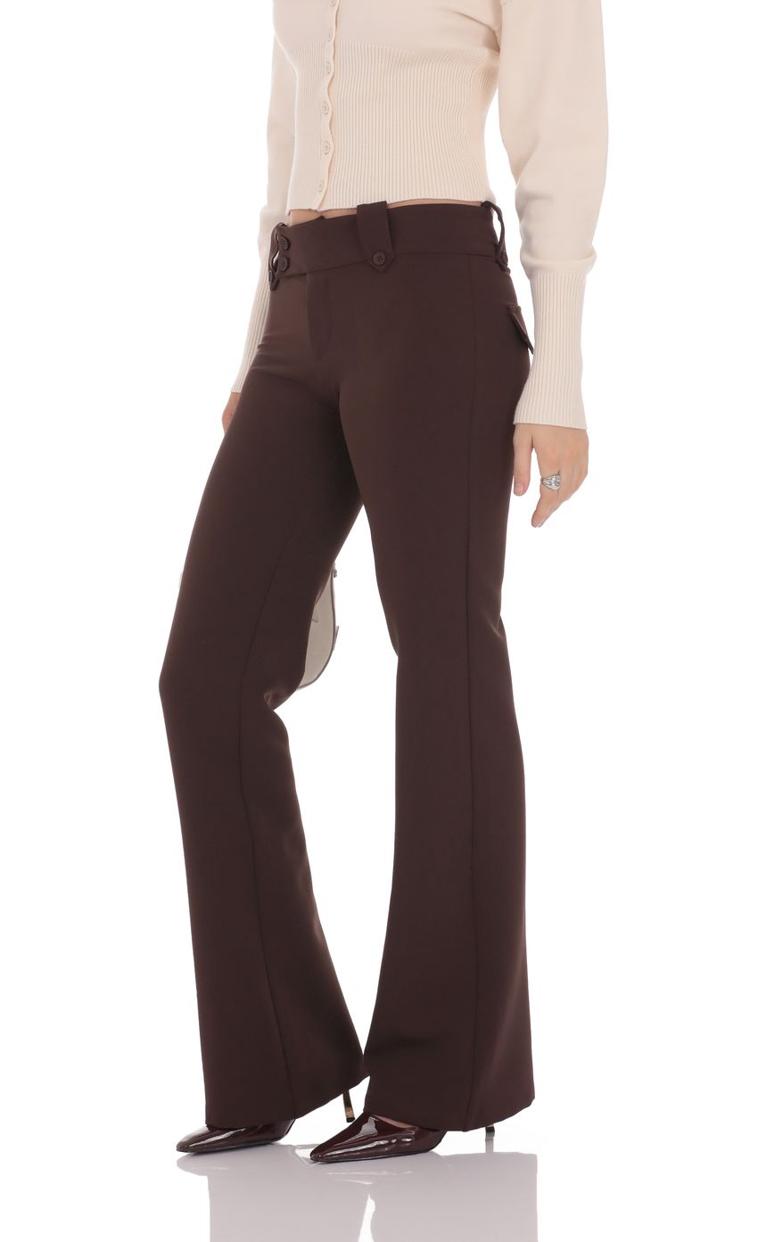 Low Rise Boot Cut Pants in Brown