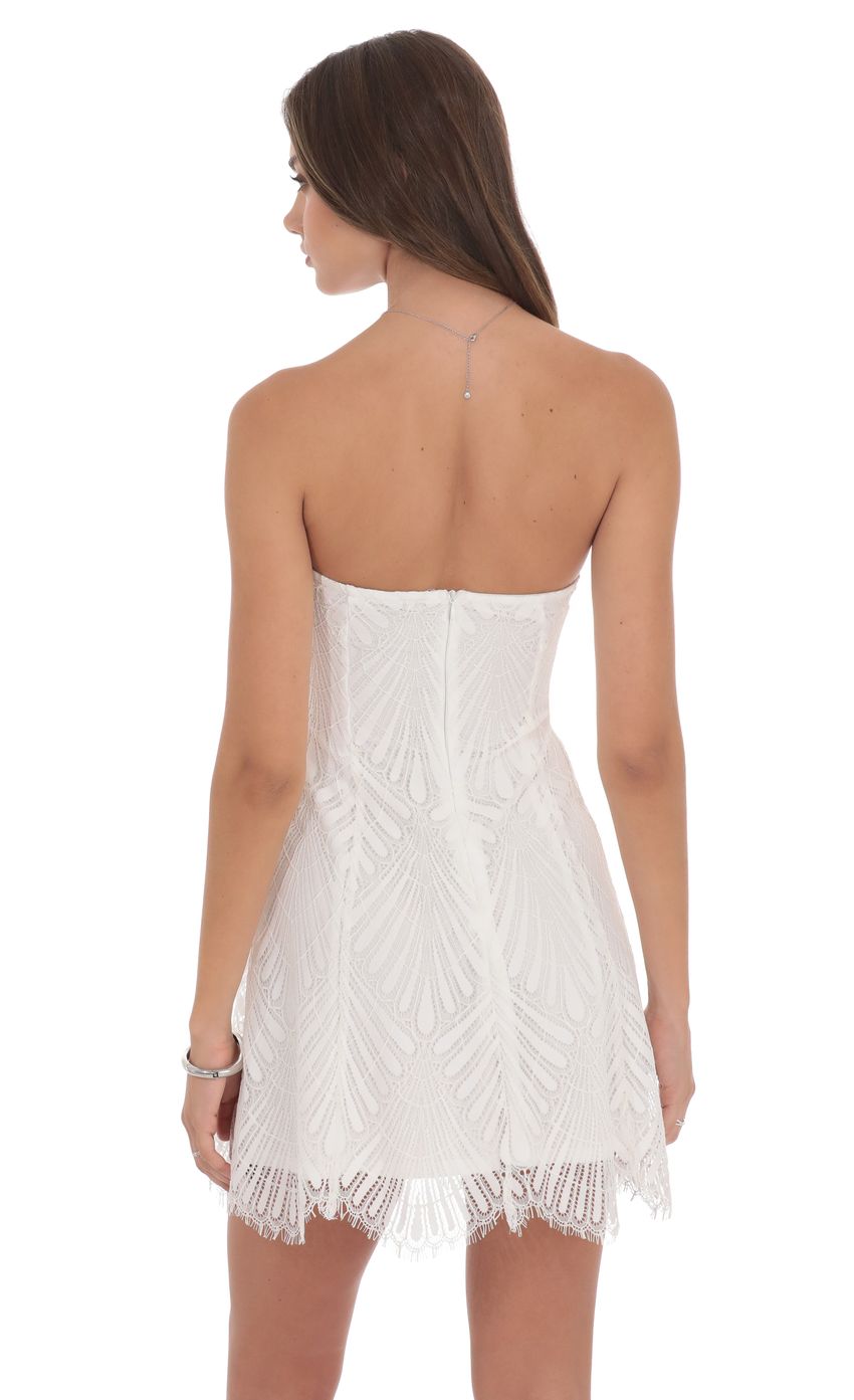 Strapless Lace Hem Dress in White