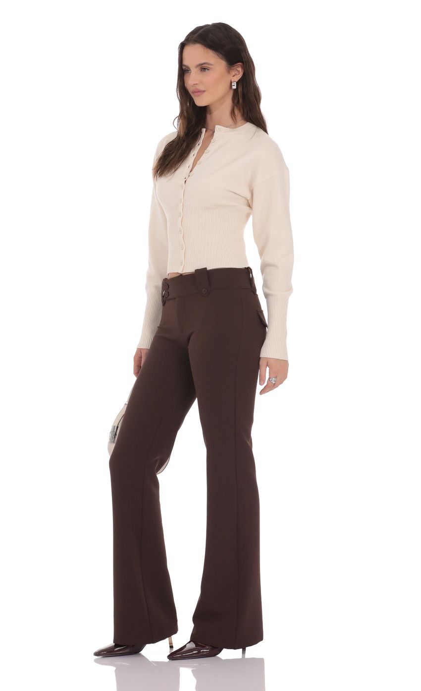 Low Rise Boot Cut Pants in Brown