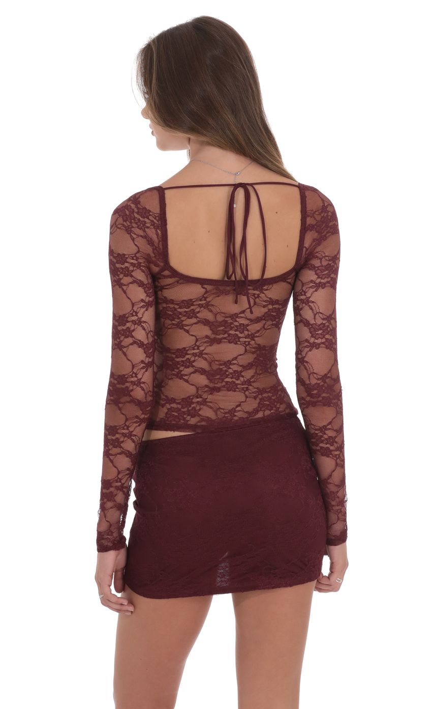 Sheer Lace Top in Burgundy