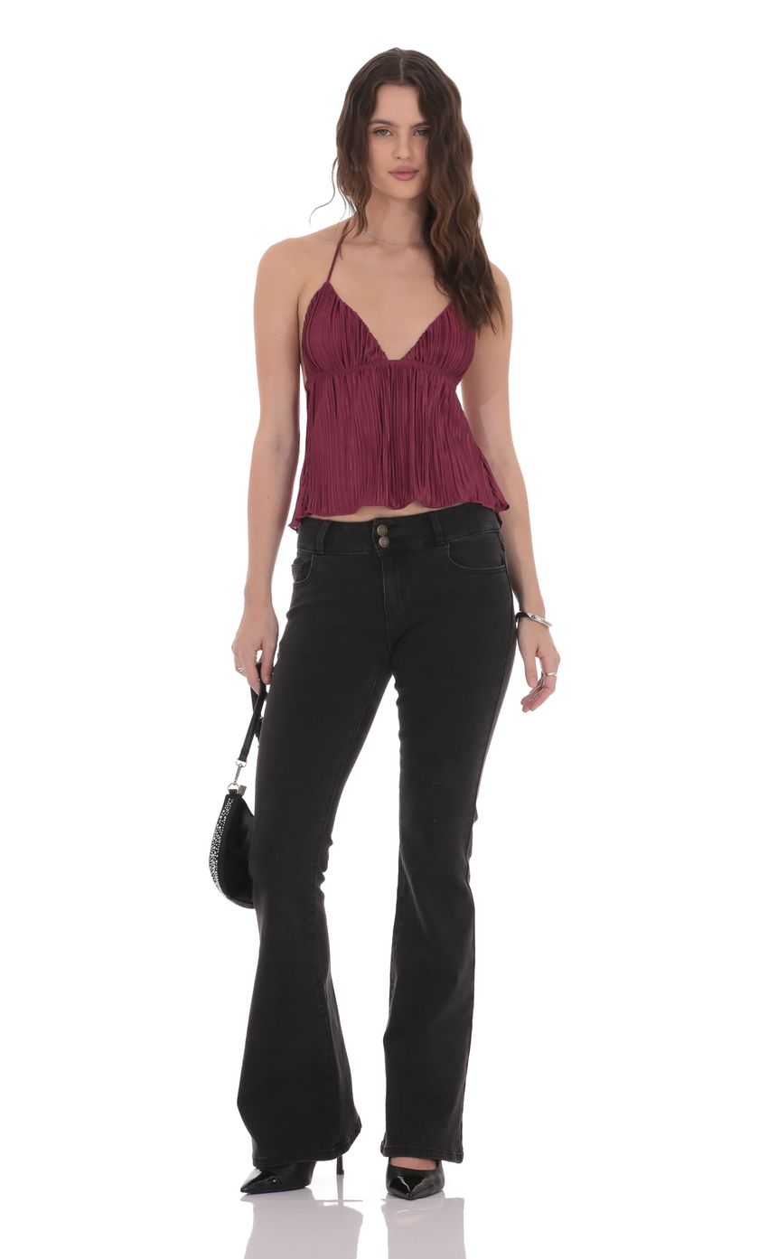 Pleated Babydoll Top in Plum