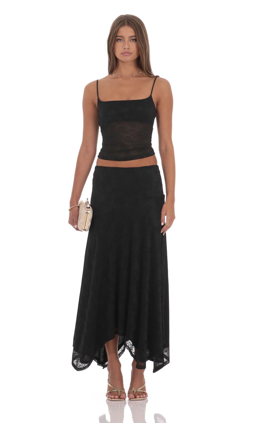 Sheer Lace Spaghetti Top in Black