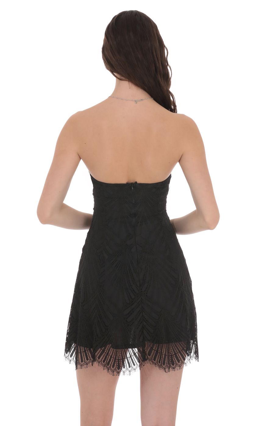 Strapless Lace Hem Dress in Black