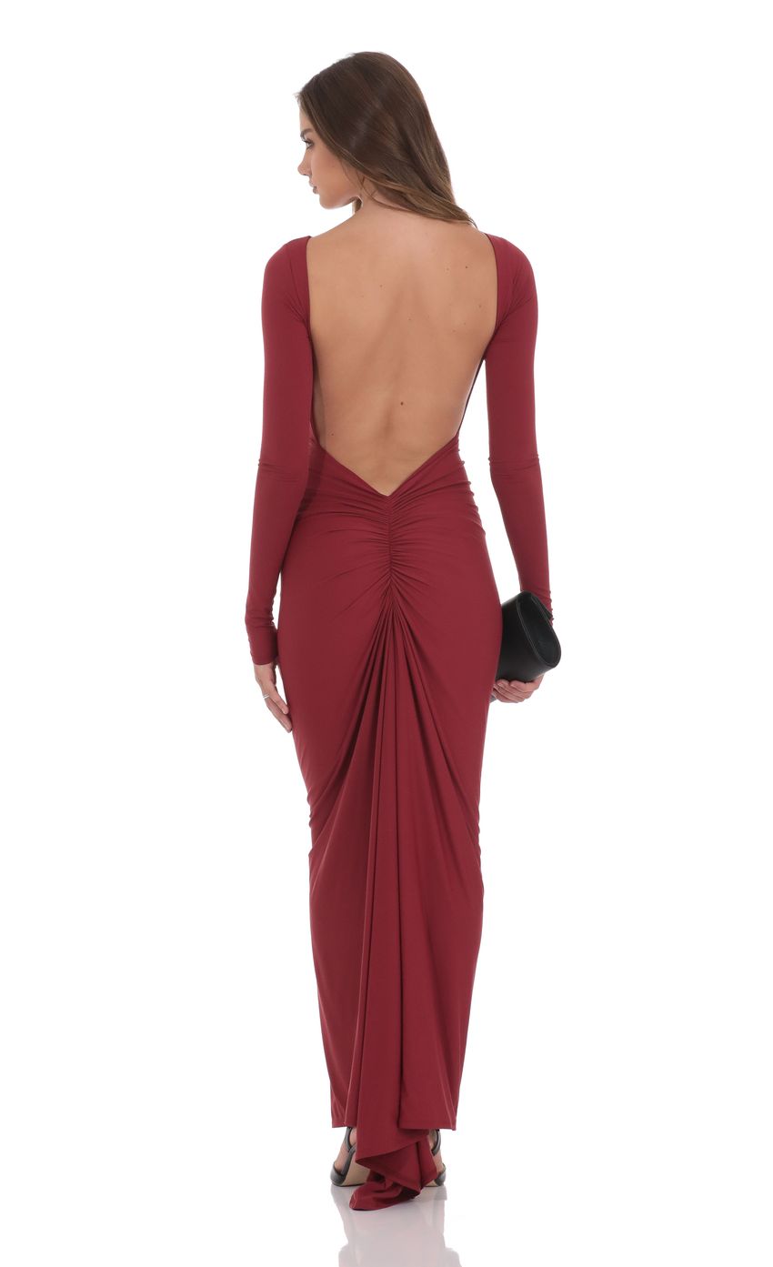 Bodycon Open Back Dress in Maroon