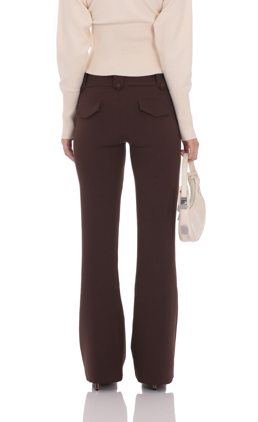 Low Rise Boot Cut Pants in Brown