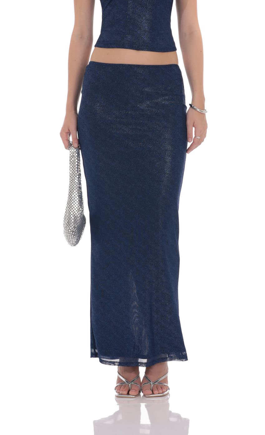 Strapless Foiled Lace Two Piece Set in Navy