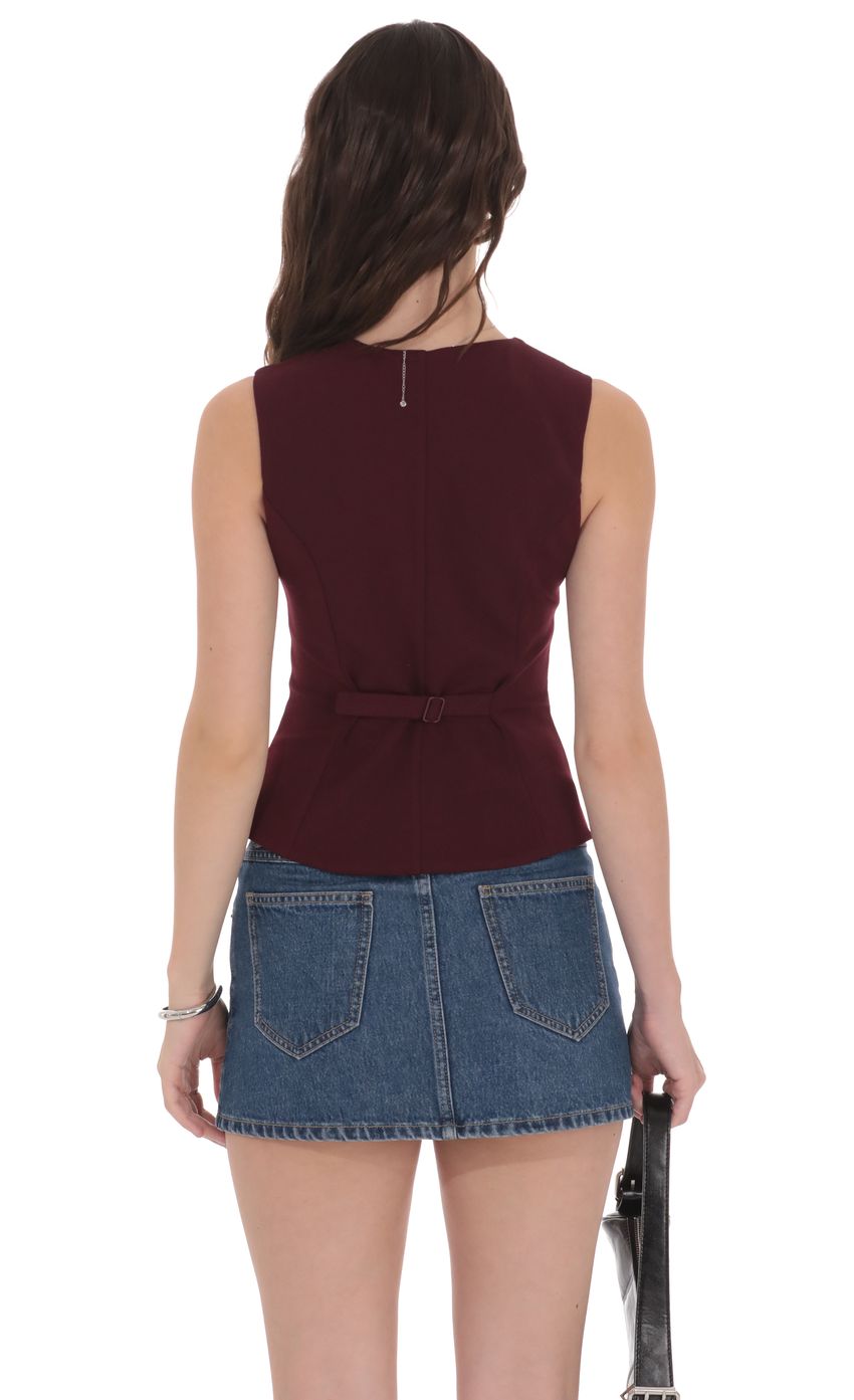 High Neck Vest in Burgundy