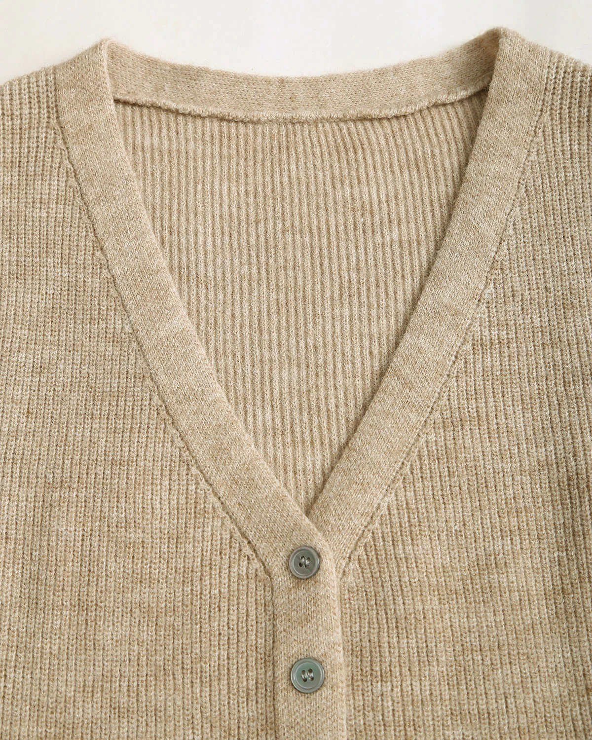 Khaki V Neck Button Knit Cardigan