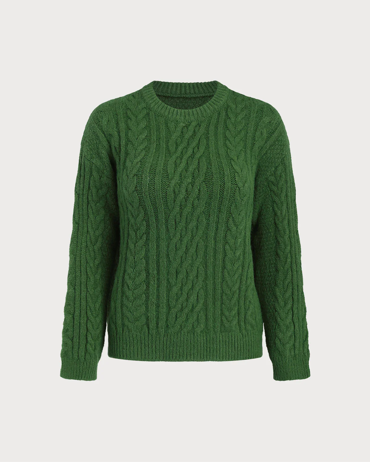 Green Textured Loose Sweater
