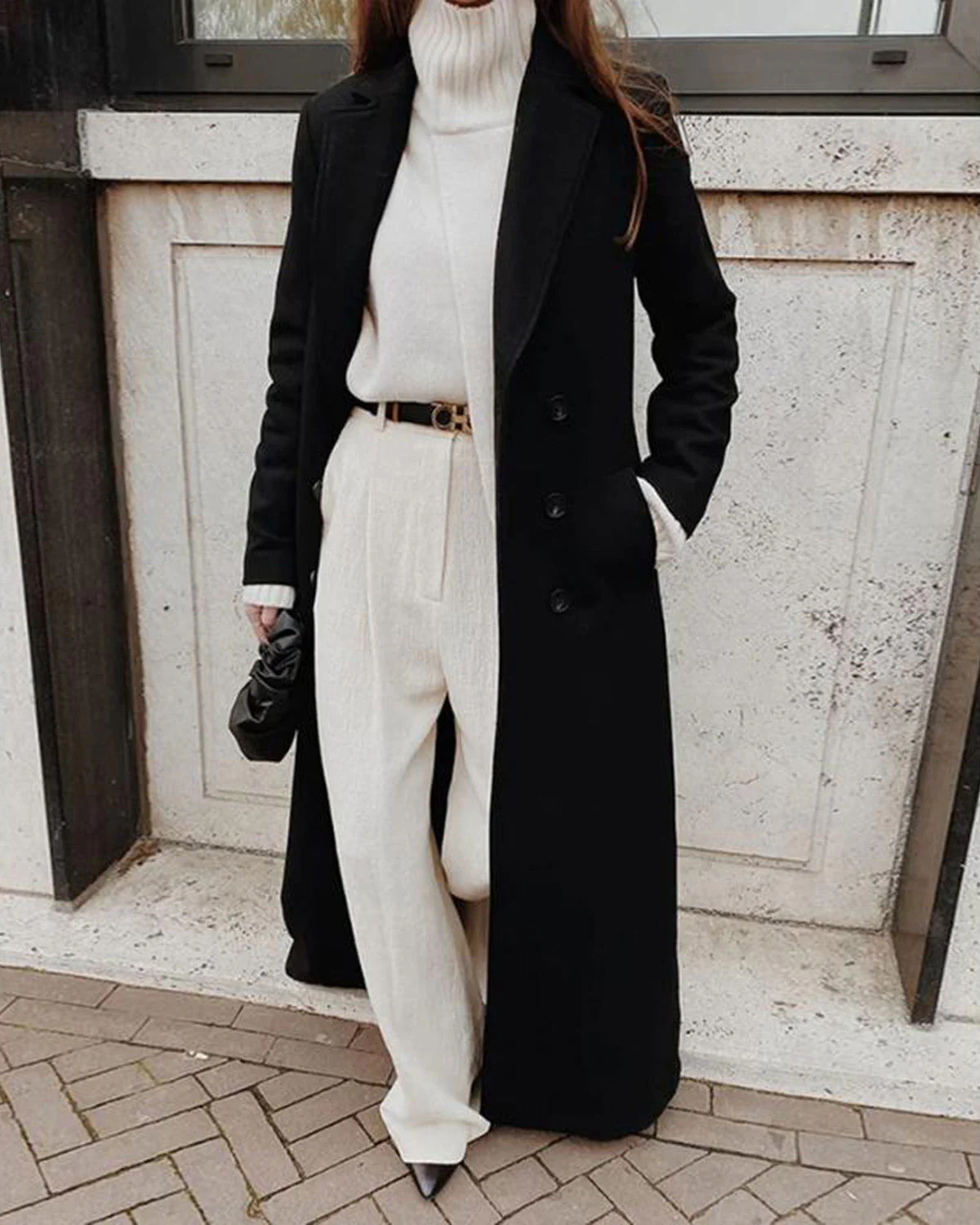 Black Button Long Coat