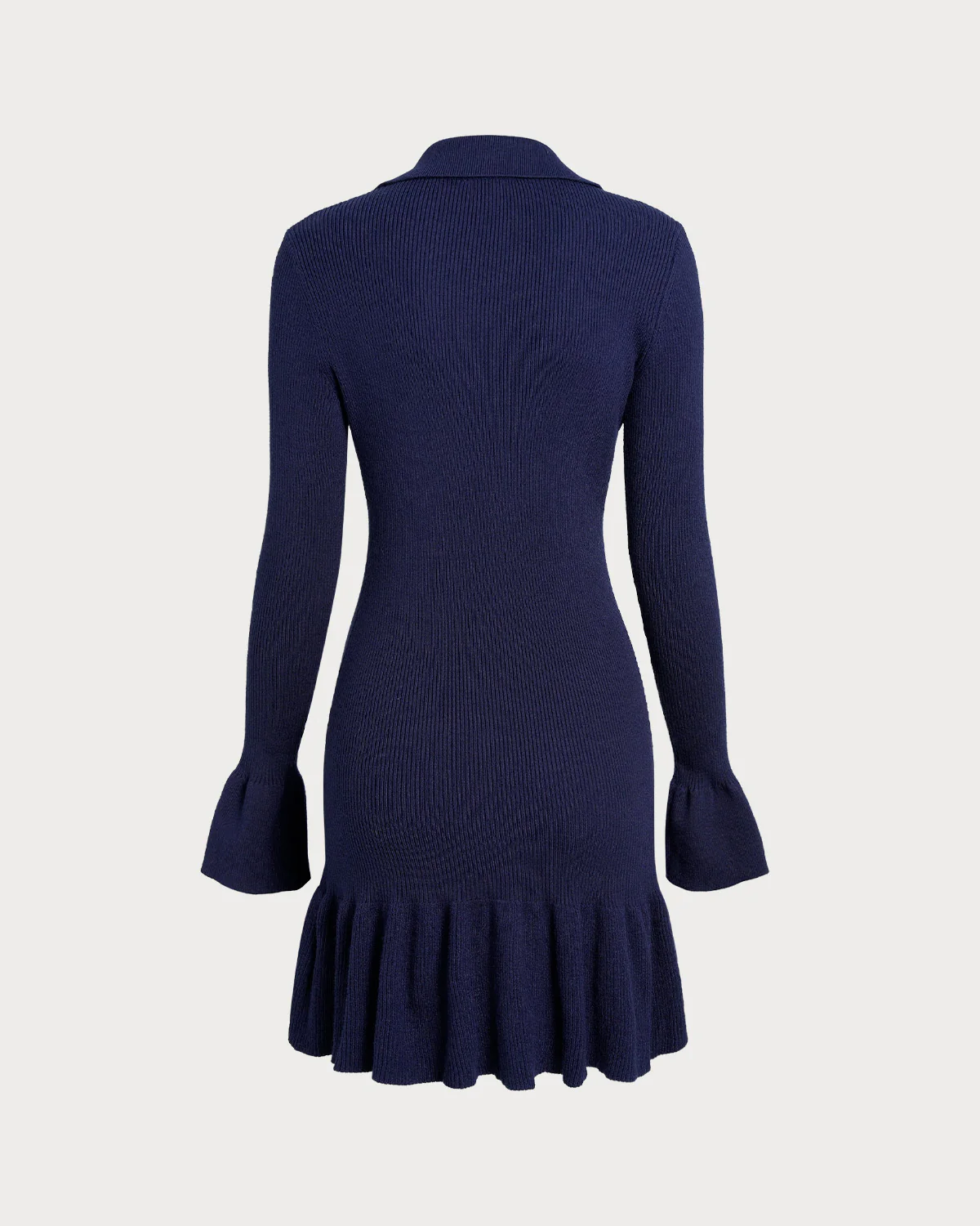 Navy Bell Sleeve A-Line Sweater Dress