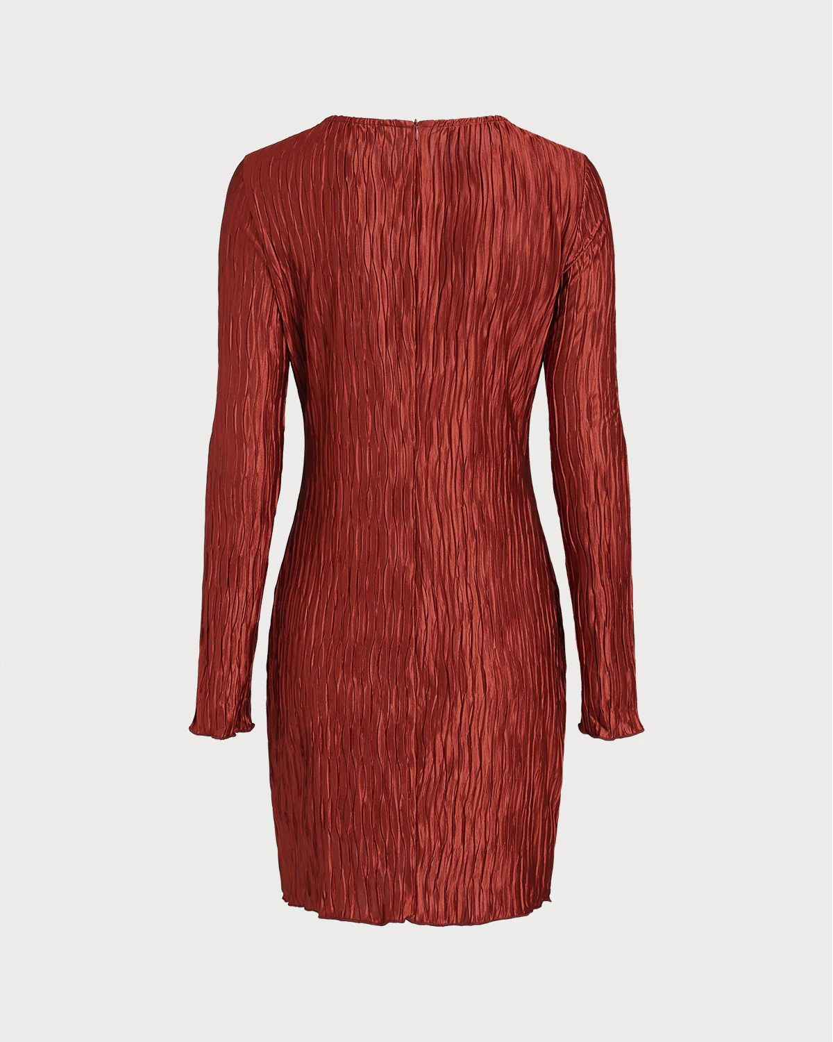 Brick Red Textured Mini Dress