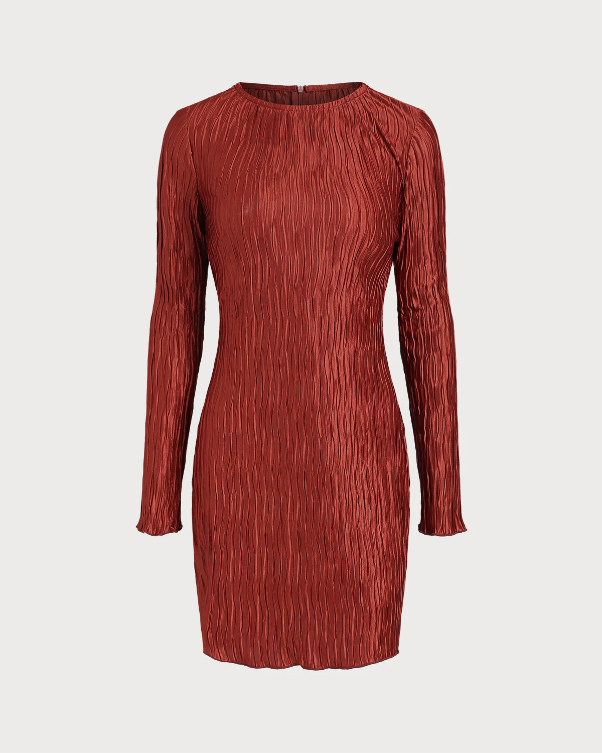 Brick Red Textured Mini Dress