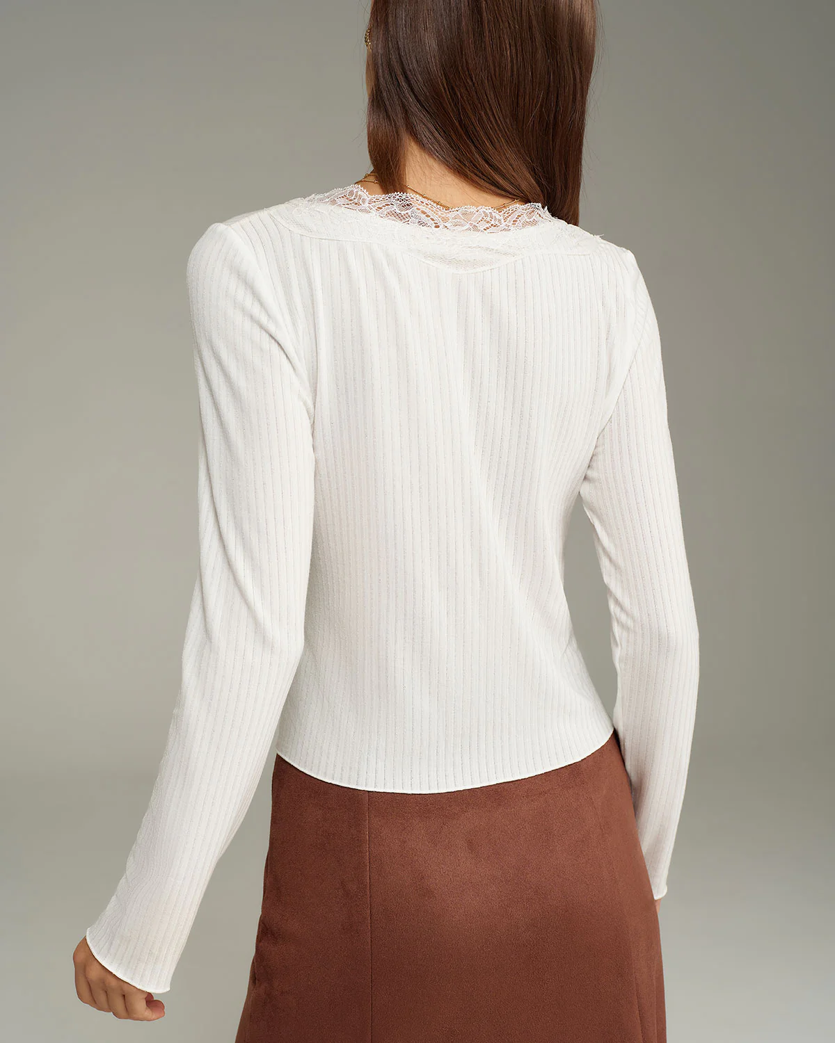 White V Neck Knit Cardigan